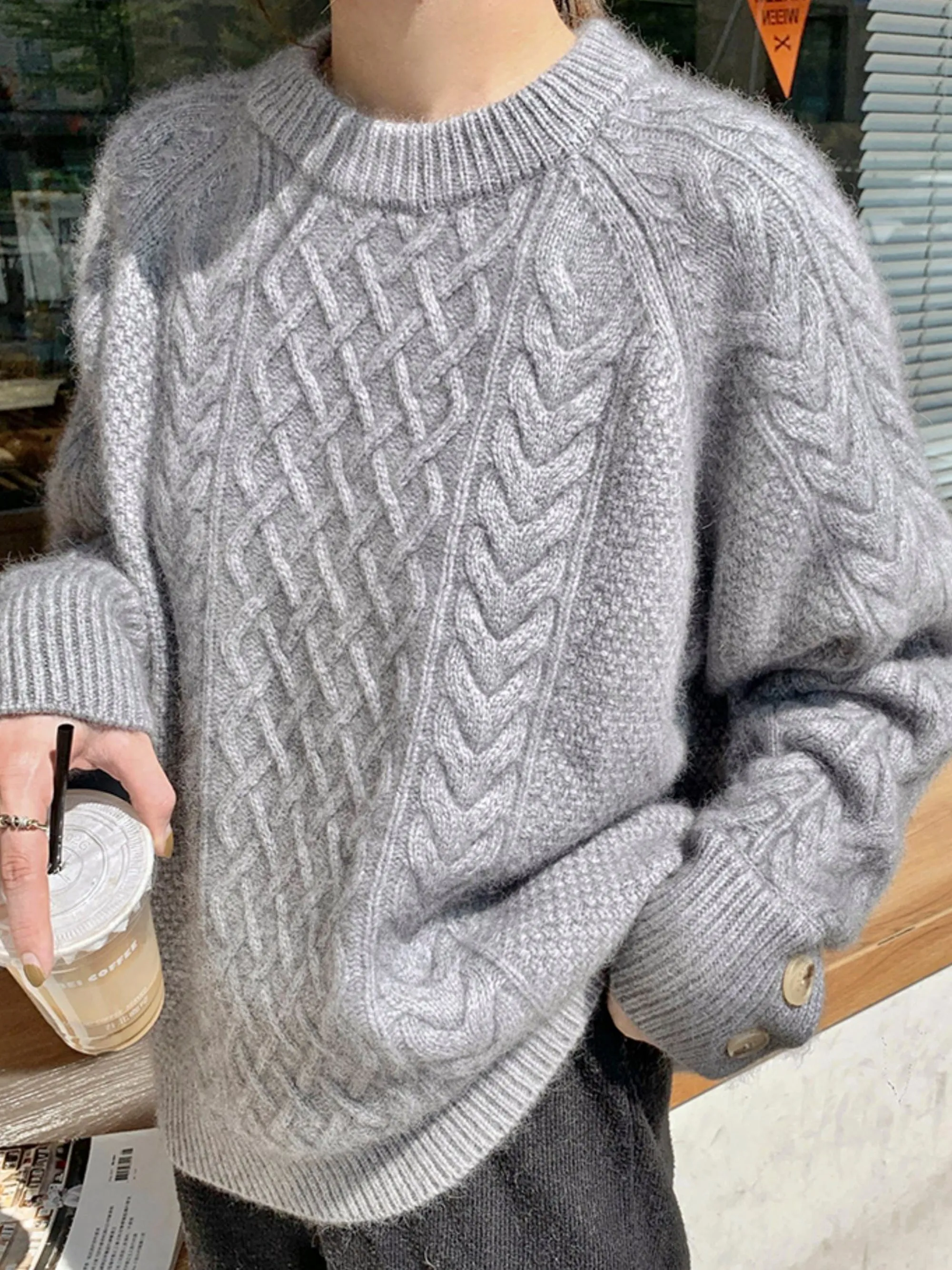 Hand-Knitted Loose Cozy Sweater for Fall Winter Outerwear Christmas Gift for Her