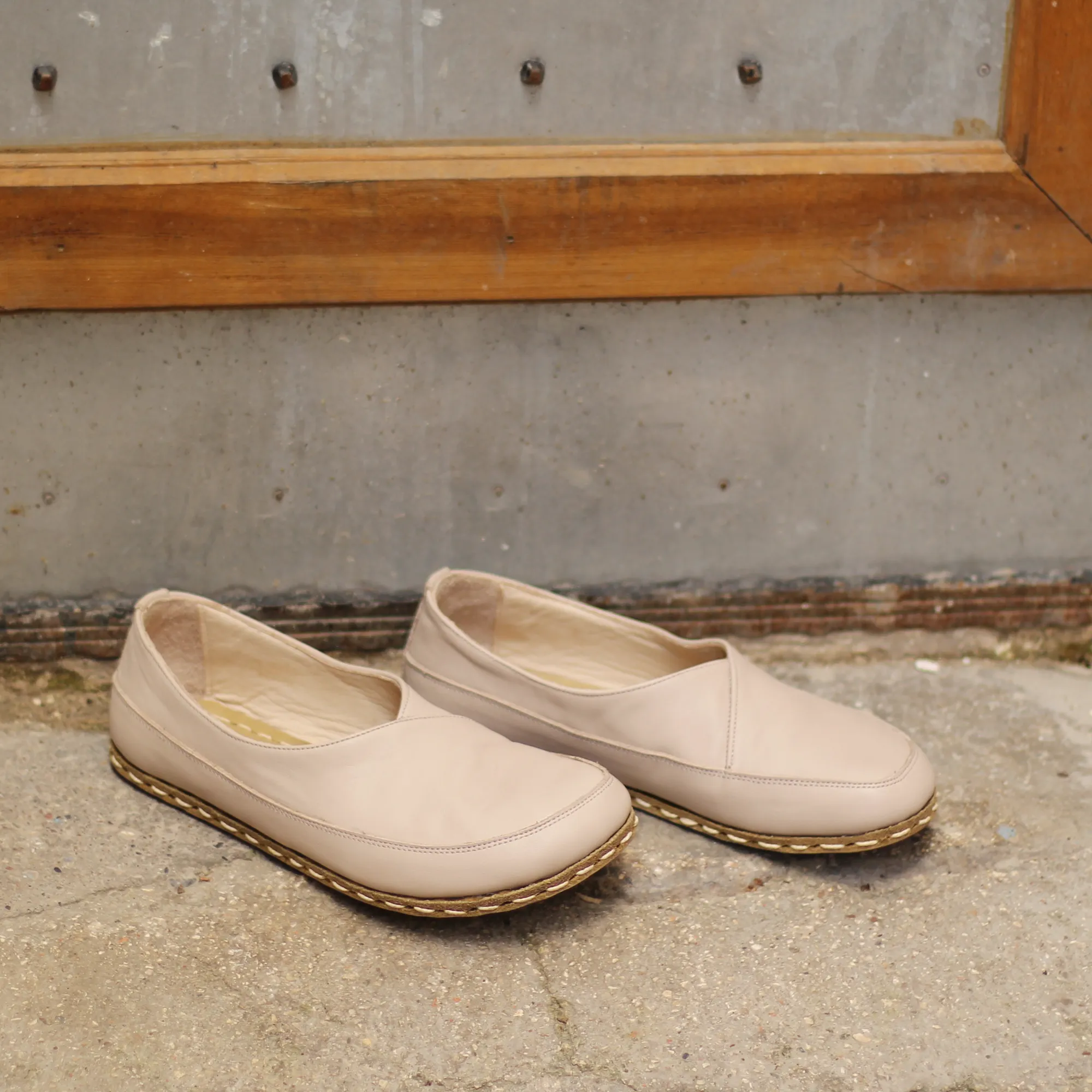 Handmade Barefoot Loafers for Women Cream