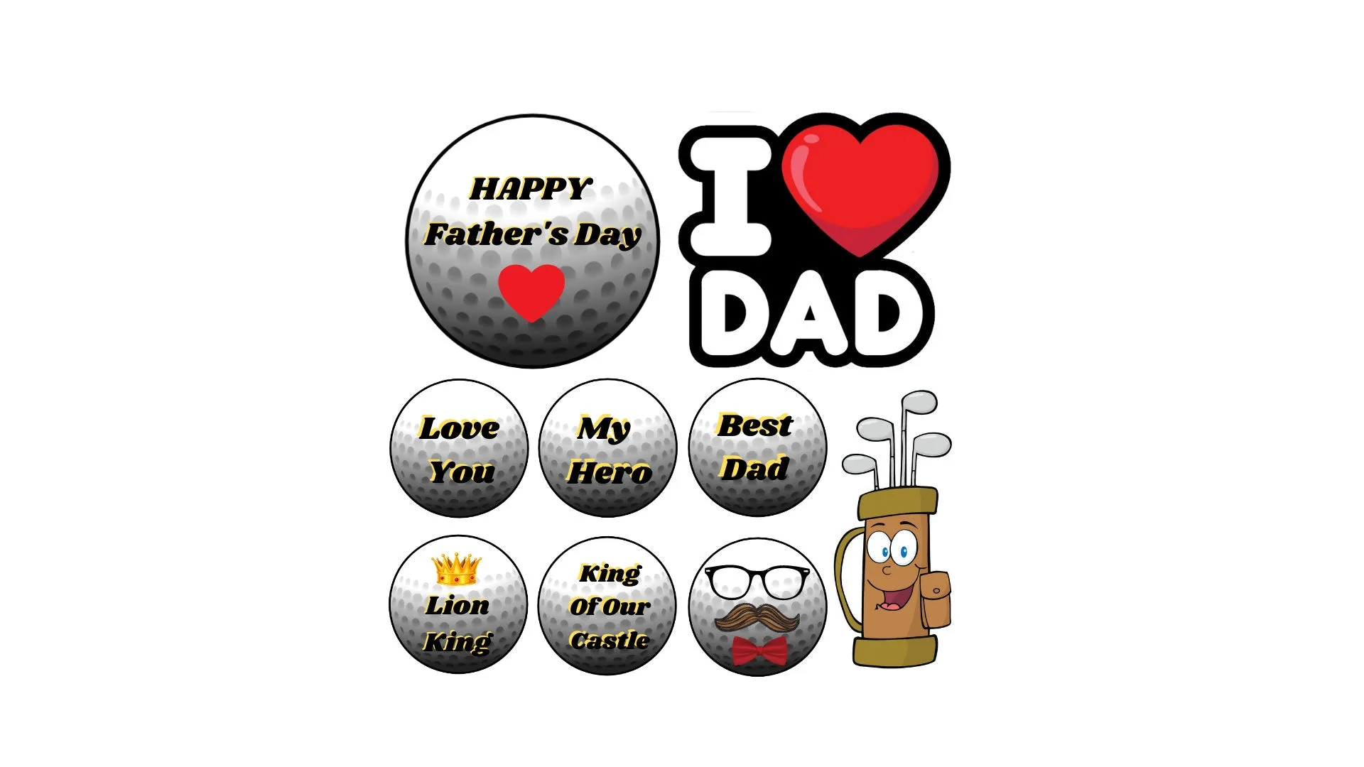 Happy Father's Day- Father's Day Sign 24" Tall   Love Dad Sign 22" Tall (Total 9pcs) |Yard Sign Outdoor Lawn Decorations