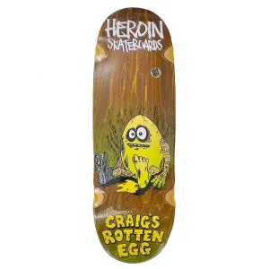 Heroin 10.0" Craig Questions Craig's Rotten Egg Shaped Wheel Wells (BROWN STAIN) Skateboard Deck