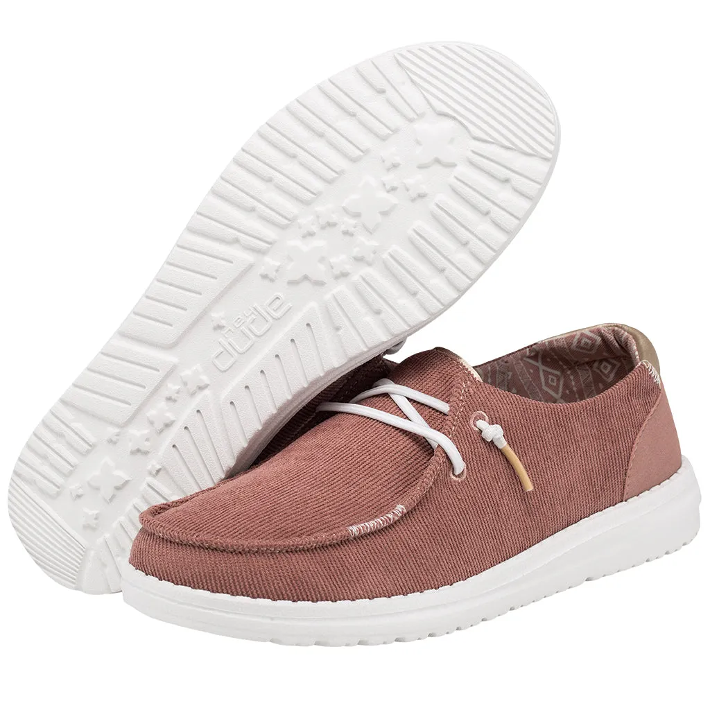 Hey Dude Ladies Wendy Corduroy Desert Rose Shoes 121415049