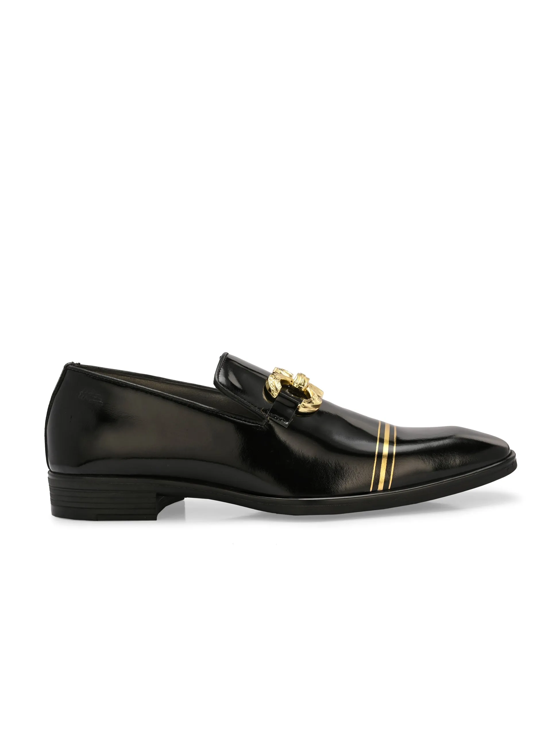 HITZ3713-Men's Black Leather Party Wear Shoes