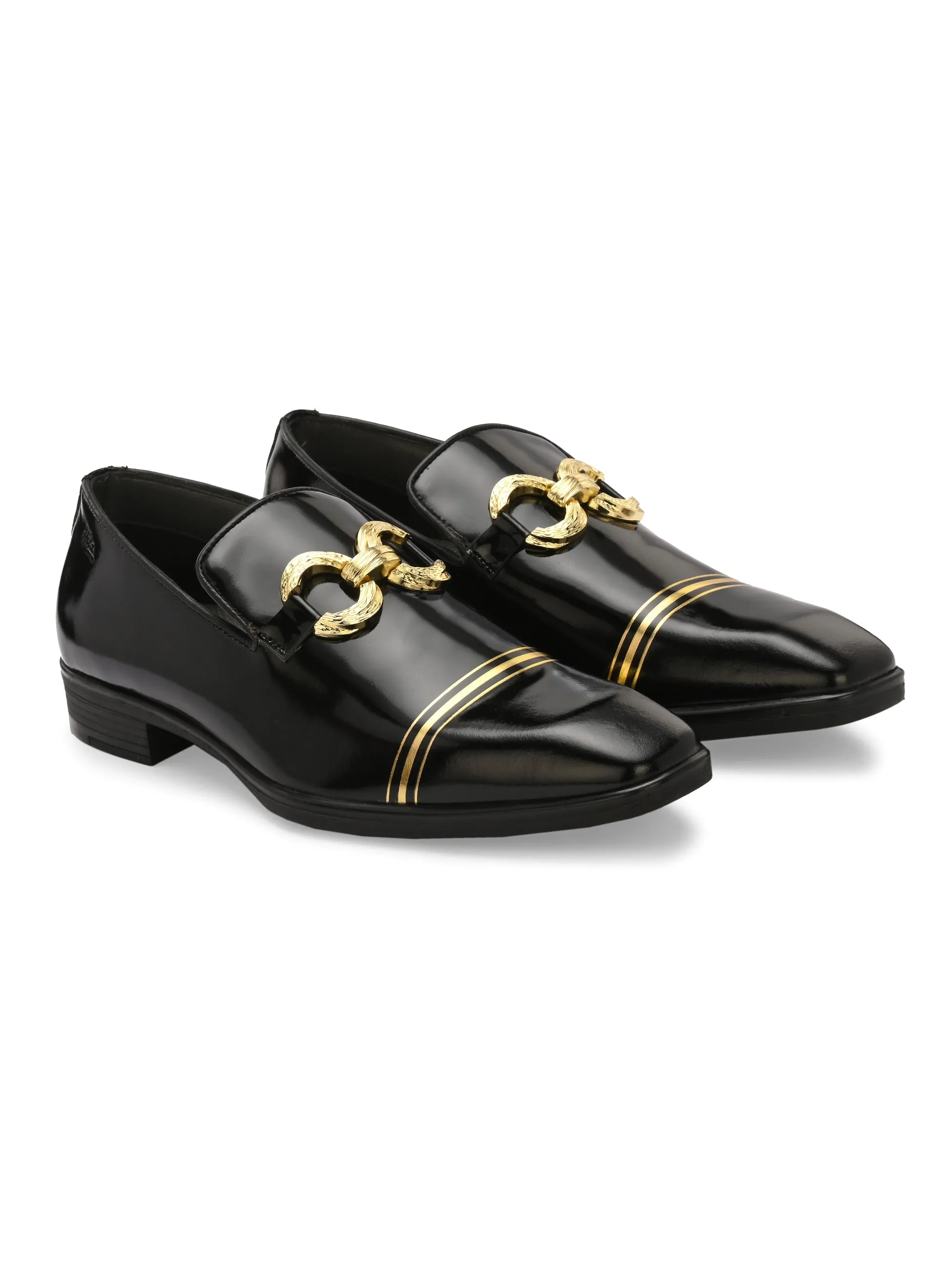 HITZ3713-Men's Black Leather Party Wear Shoes