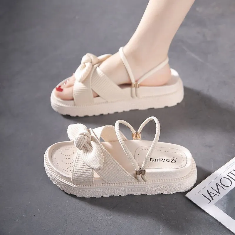 Hnzxzm Fashion Female's Summer Platform Ladies Sandals Wedge Solid Color Flip Flops Chunky Platform Women Shoes  Casual Beach sandal