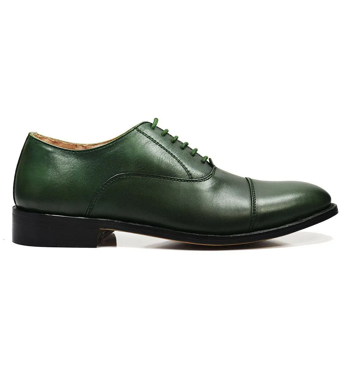 HUDSON Cap-toe in Smoke Pine Green, Full Leather by Paul Malone