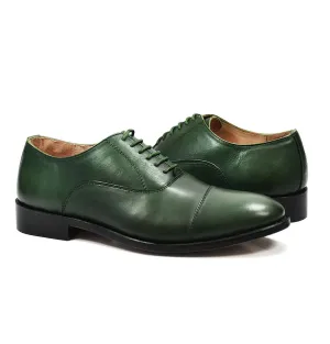 HUDSON Cap-toe in Smoke Pine Green, Full Leather by Paul Malone