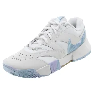 Juniors Court Lite 4 PRM LTR Tennis Shoes Summit White and Denim Turquoise