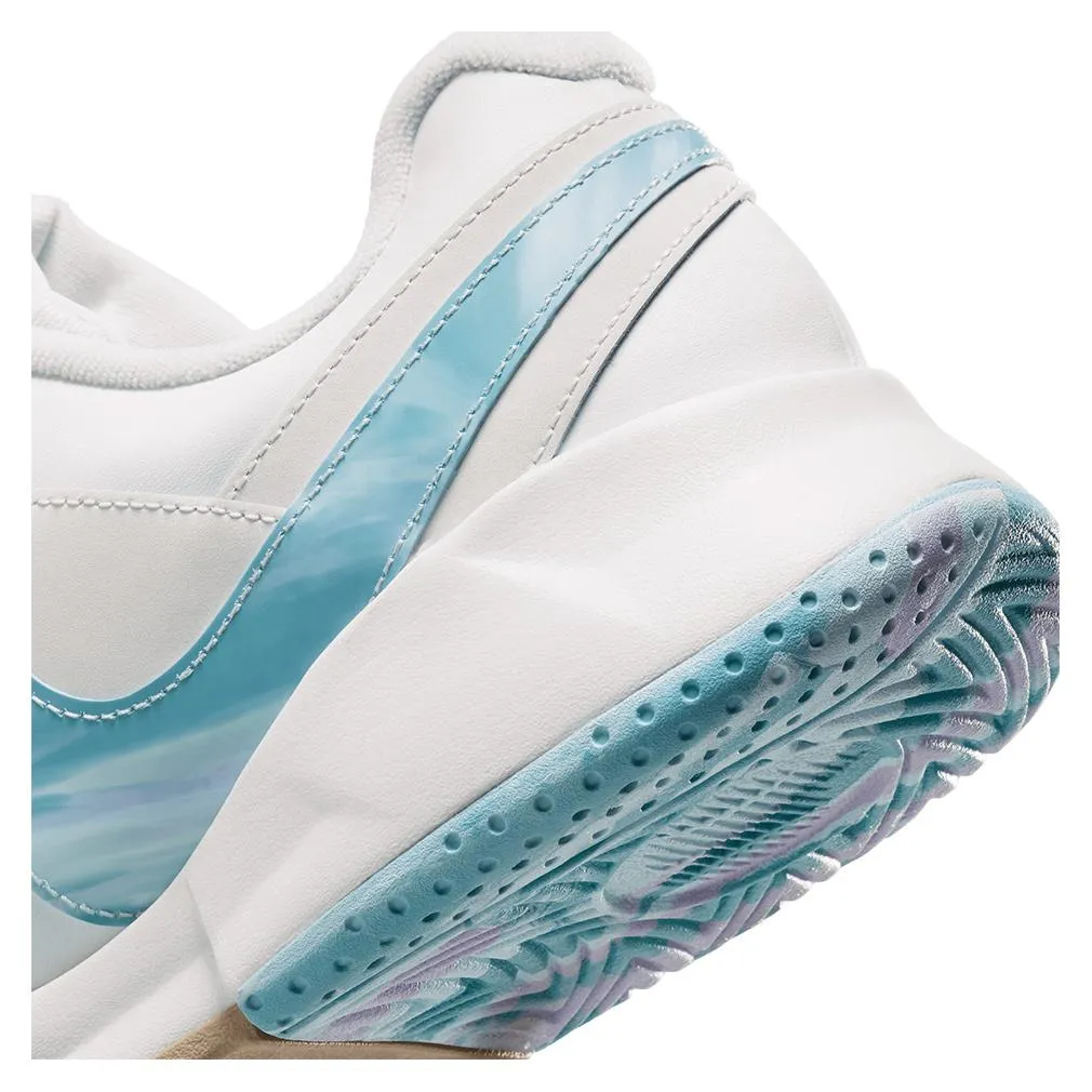 Juniors Court Lite 4 PRM LTR Tennis Shoes Summit White and Denim Turquoise