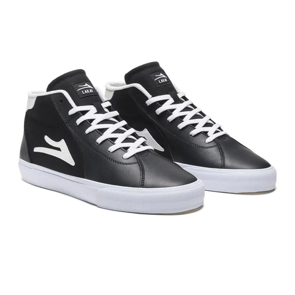 Lakai Flaco II Mid Black White Leather Skate Shoes