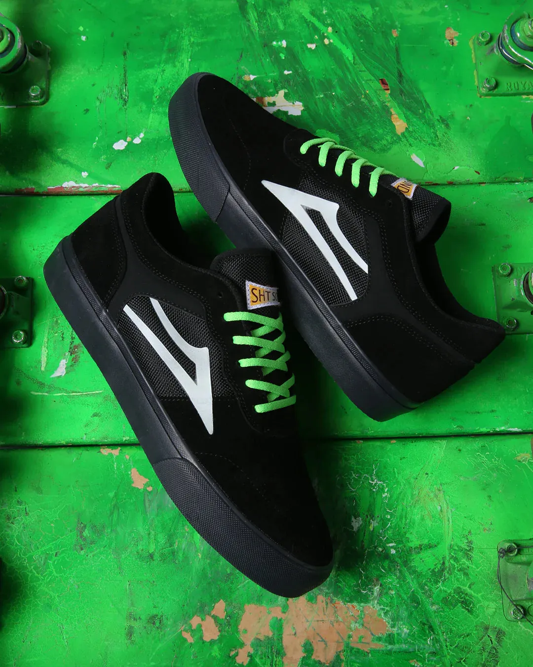 LAKAI STAPLE BLACK/UV GREEN SUEDE YEAH RIGHT