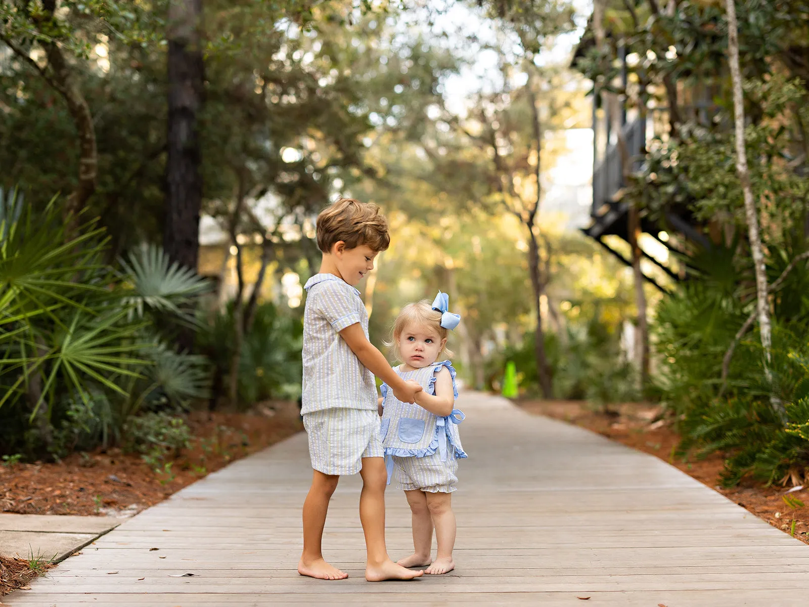 Liam Blue Yellow Striped Shorts Set