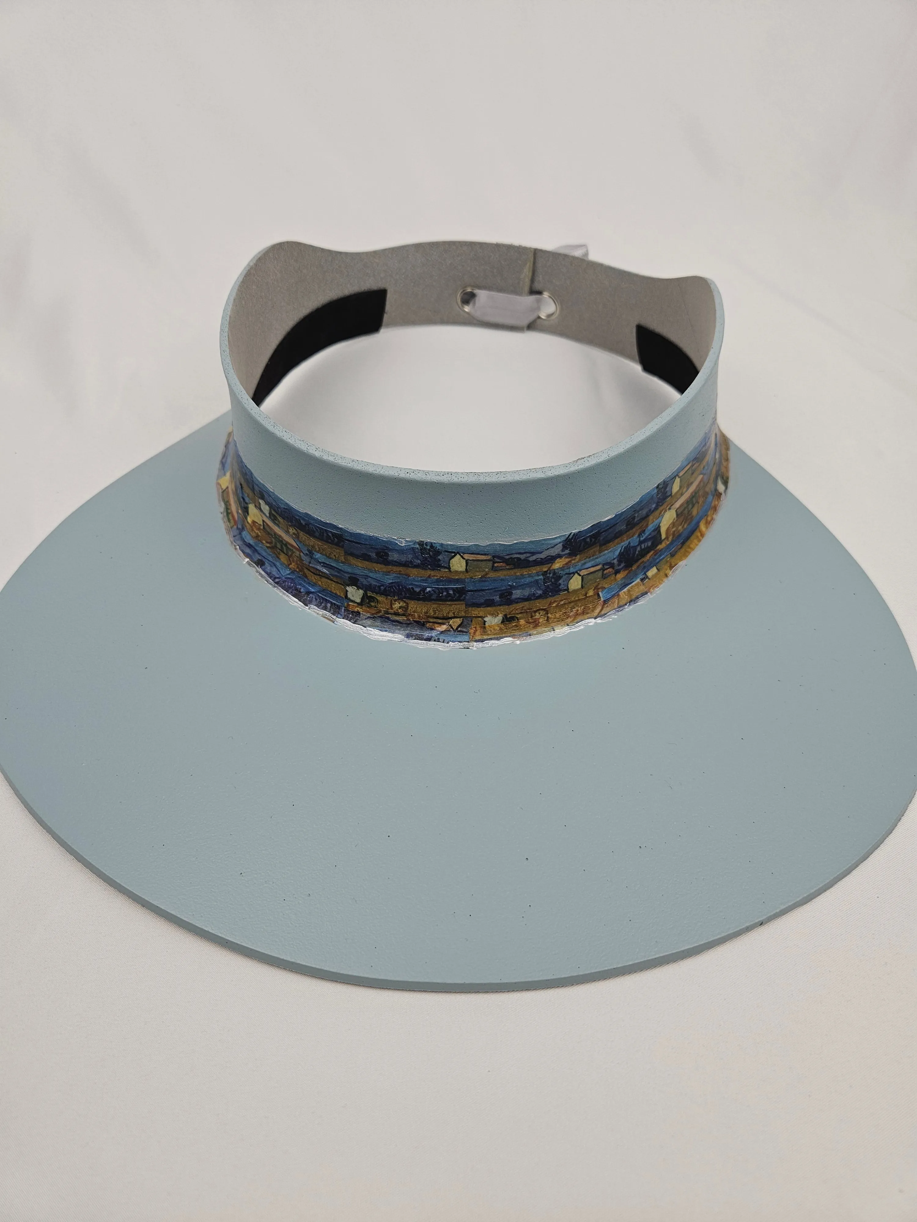 Light Blue "LadyEVA" Visor Hat with Monet Style Blue Band