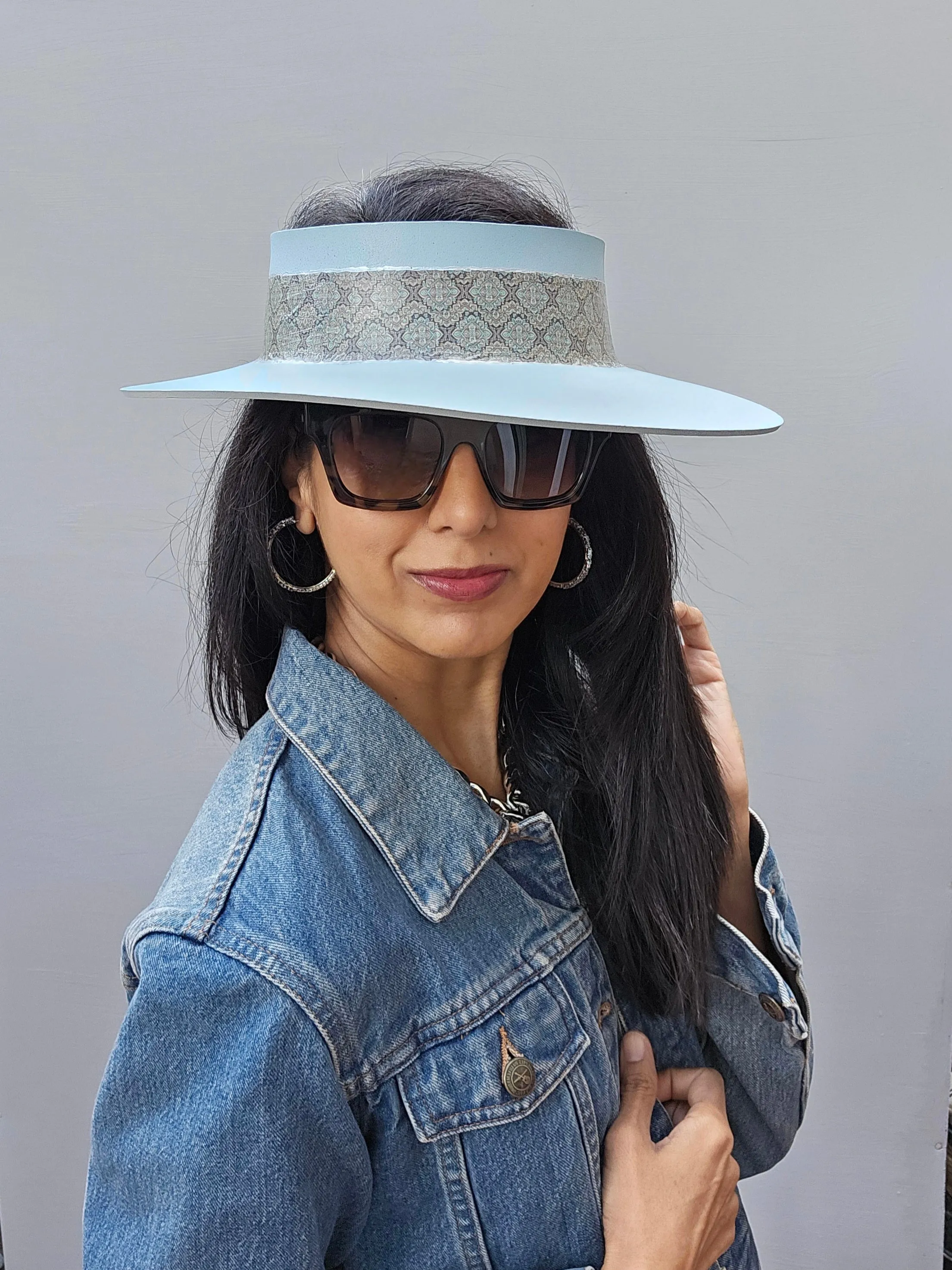 Light Blue "LadyEVA" Visor Hat with Wide Graphic Band