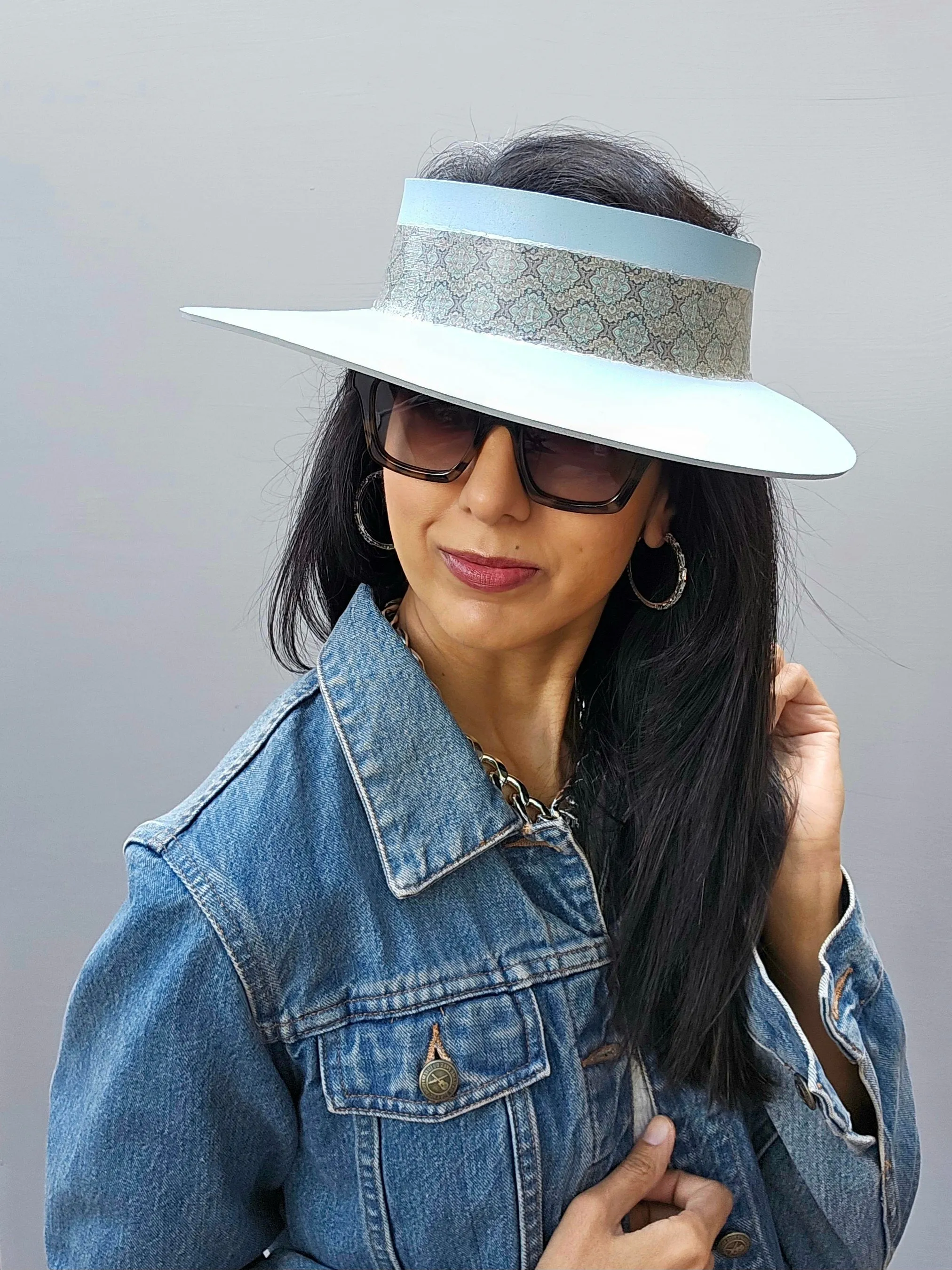 Light Blue "LadyEVA" Visor Hat with Wide Graphic Band