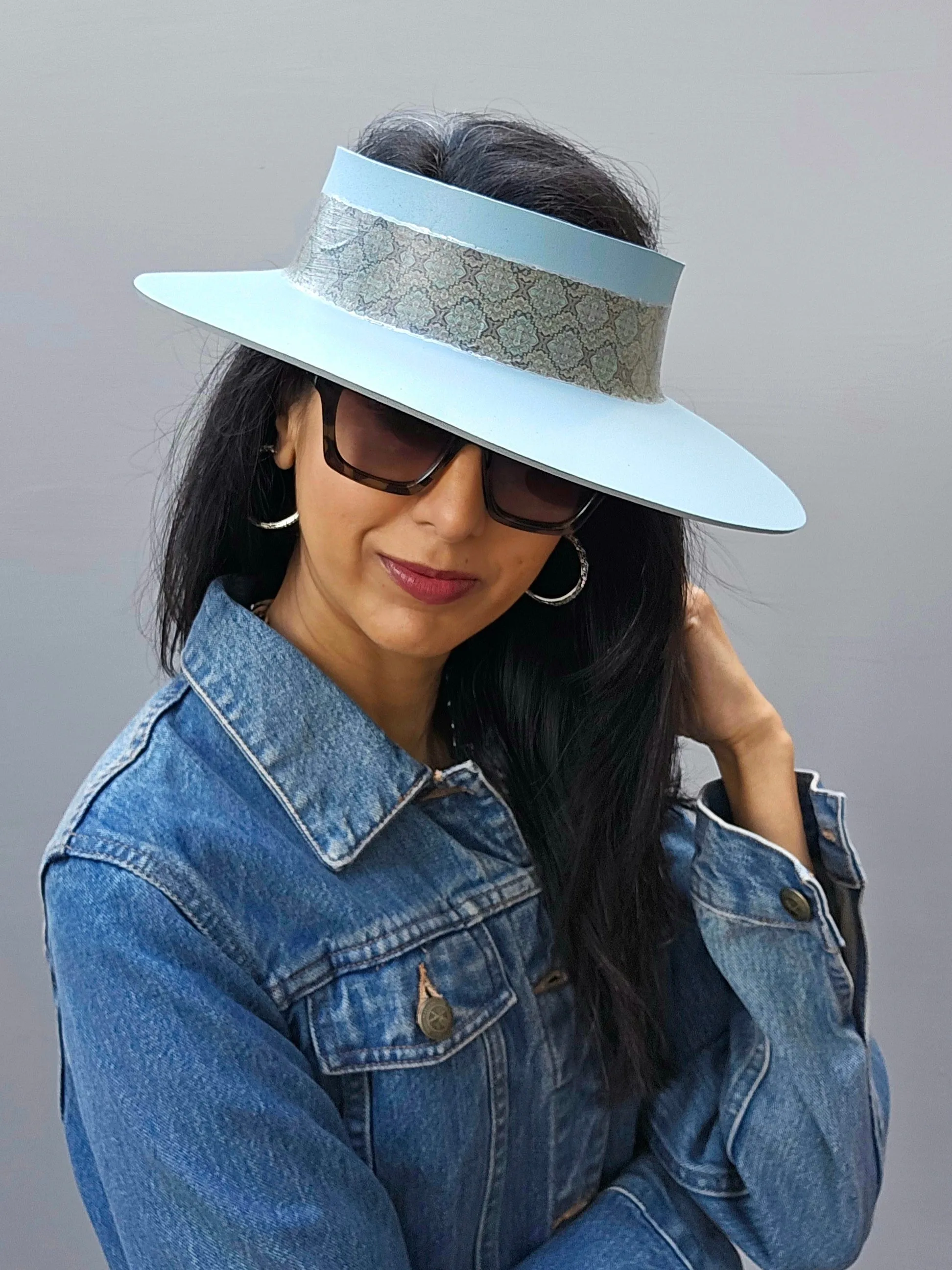 Light Blue "LadyEVA" Visor Hat with Wide Graphic Band