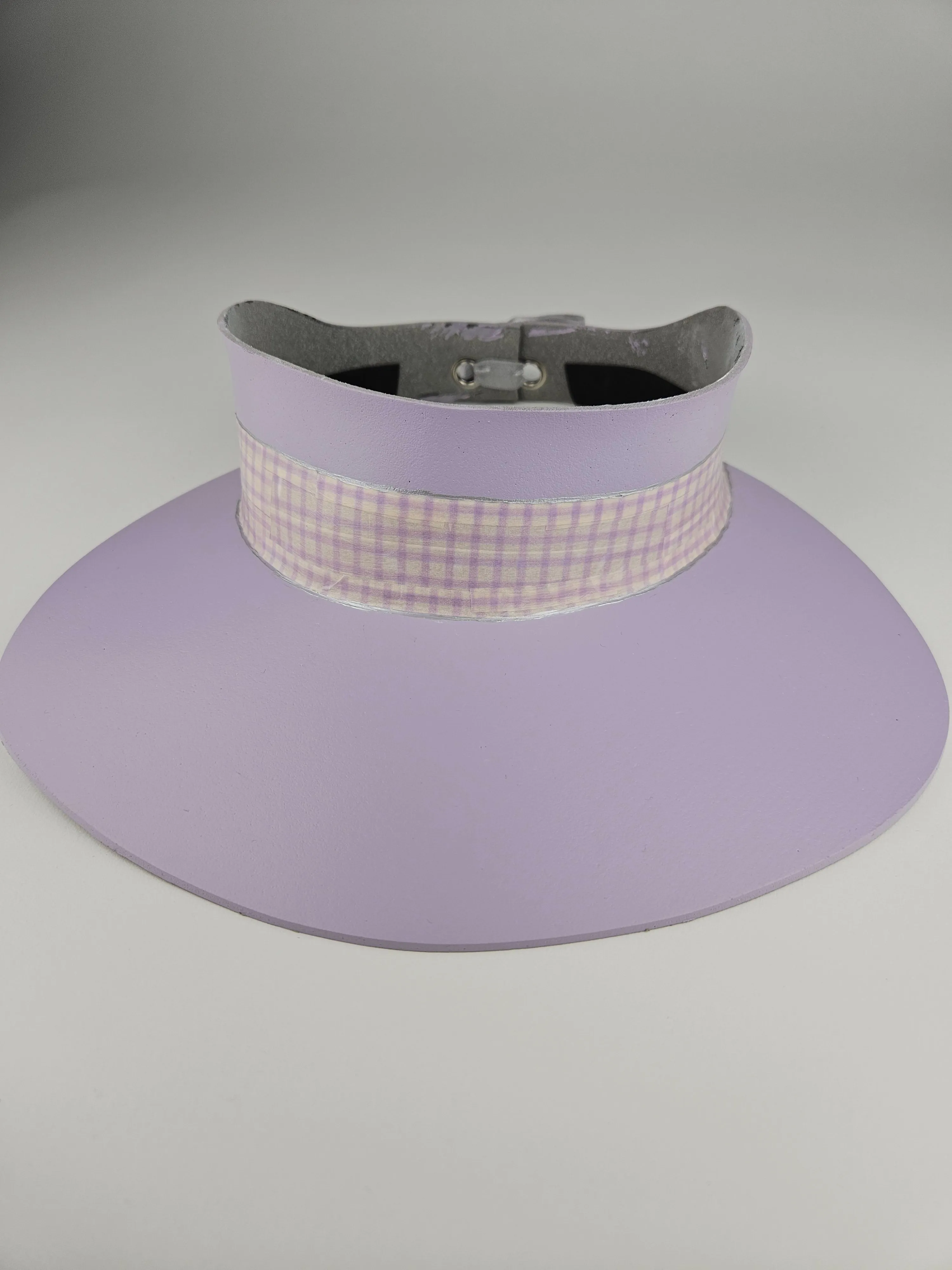 Lilac Purple "LadyEVA" Visor Hat with Plaid Style Lilac Band