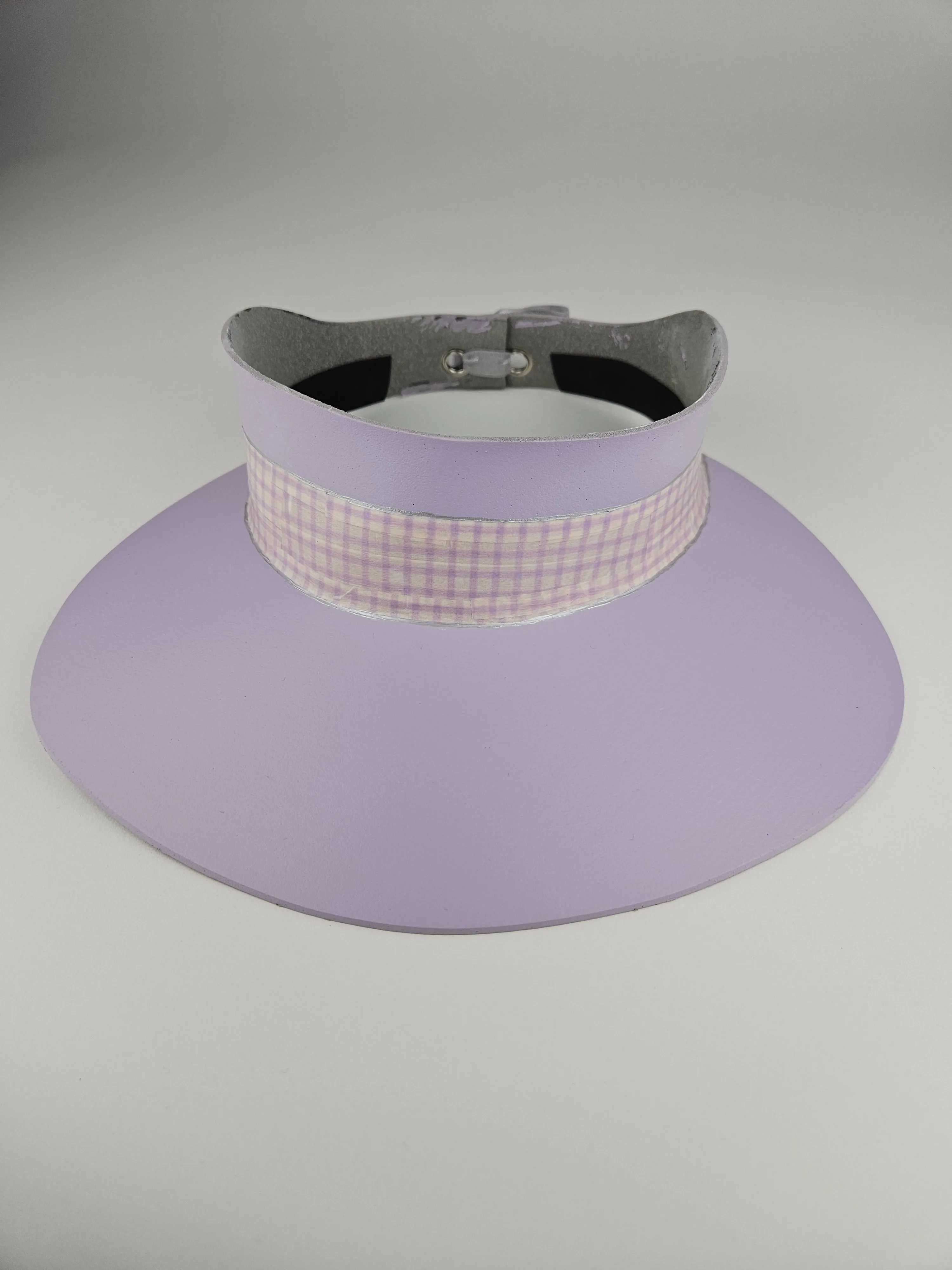 Lilac Purple "LadyEVA" Visor Hat with Plaid Style Lilac Band