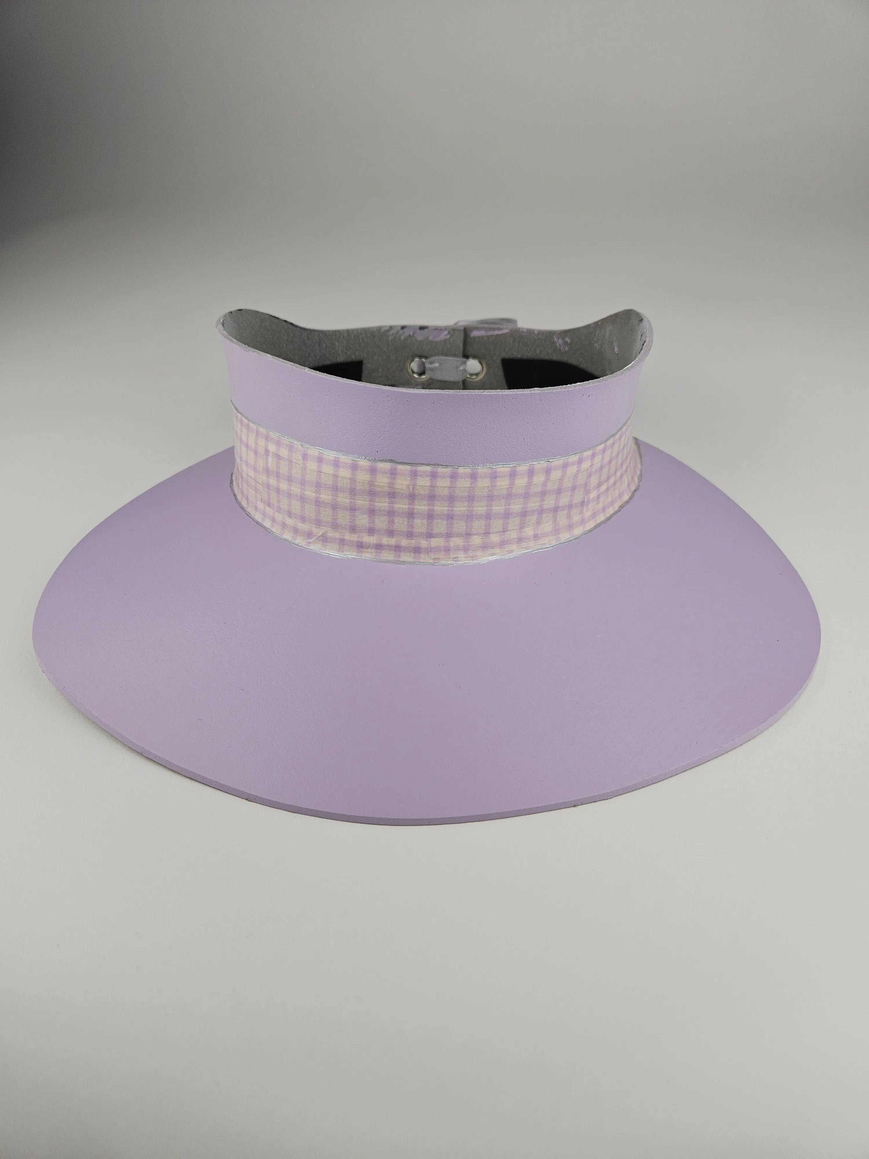 Lilac Purple "LadyEVA" Visor Hat with Plaid Style Lilac Band