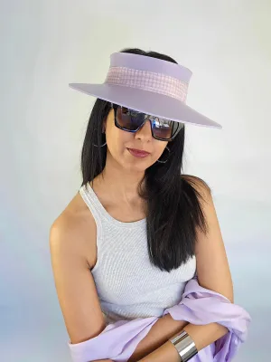 Lilac Purple "LadyEVA" Visor Hat with Plaid Style Lilac Band