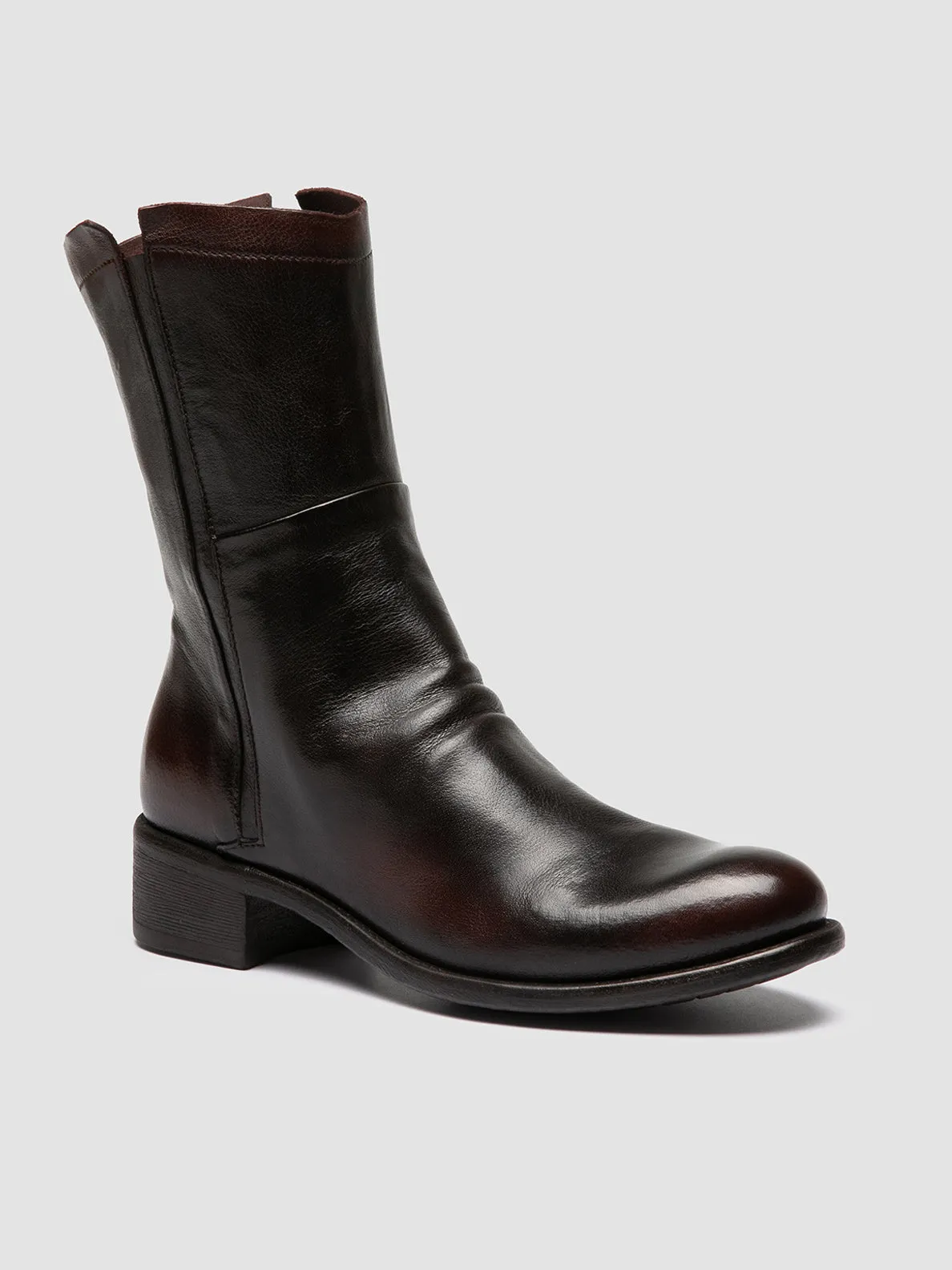 LIS 002 - Brown Leather Zipped Boots