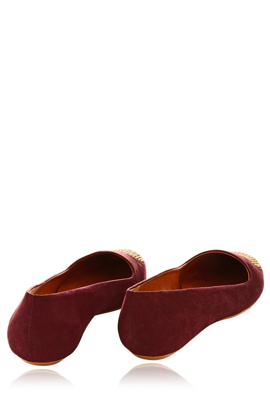 LOVE ME Bordeaux Studded-Toe Ballerinas