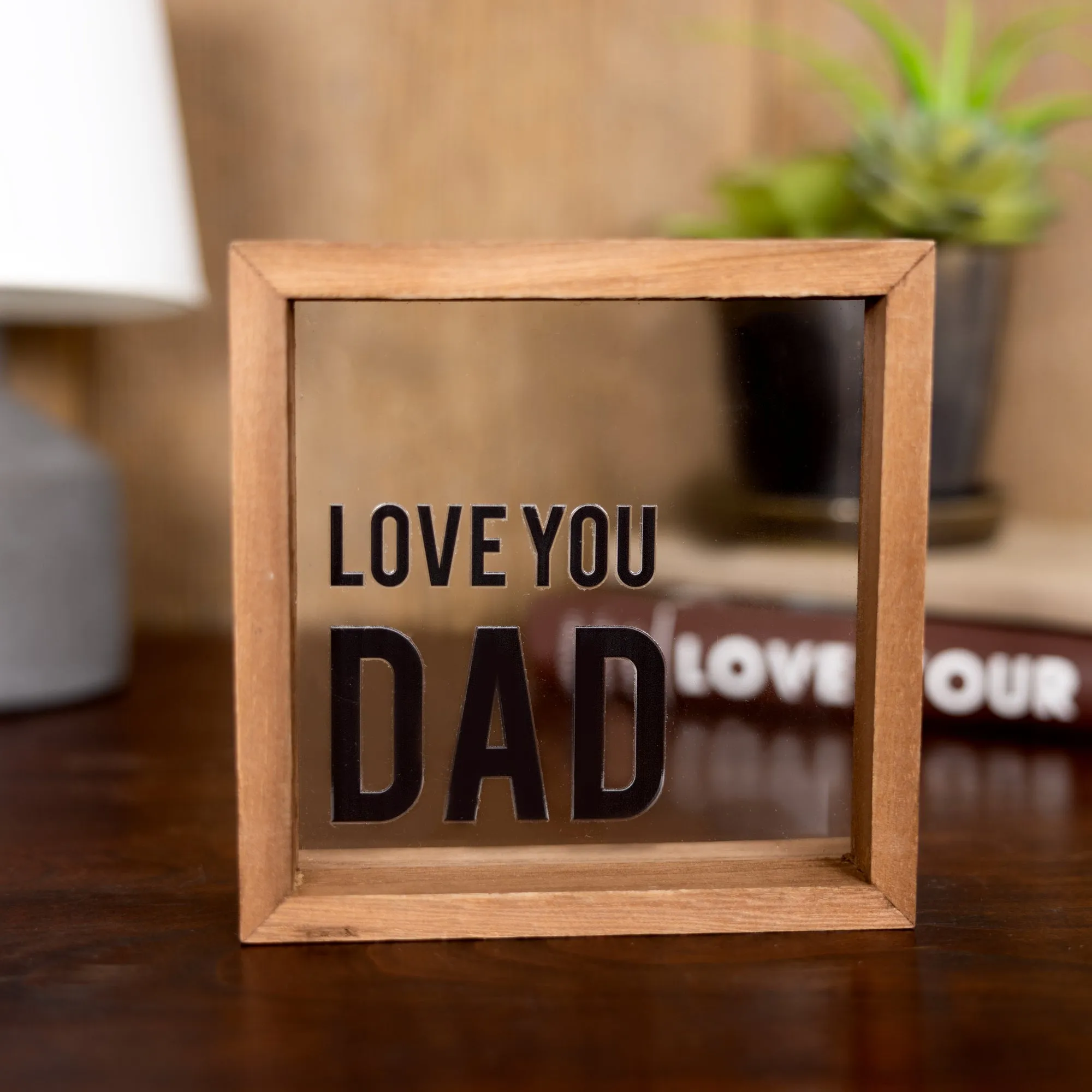 Love You Dad 5" x 5" Wood Framed Glass Plaques