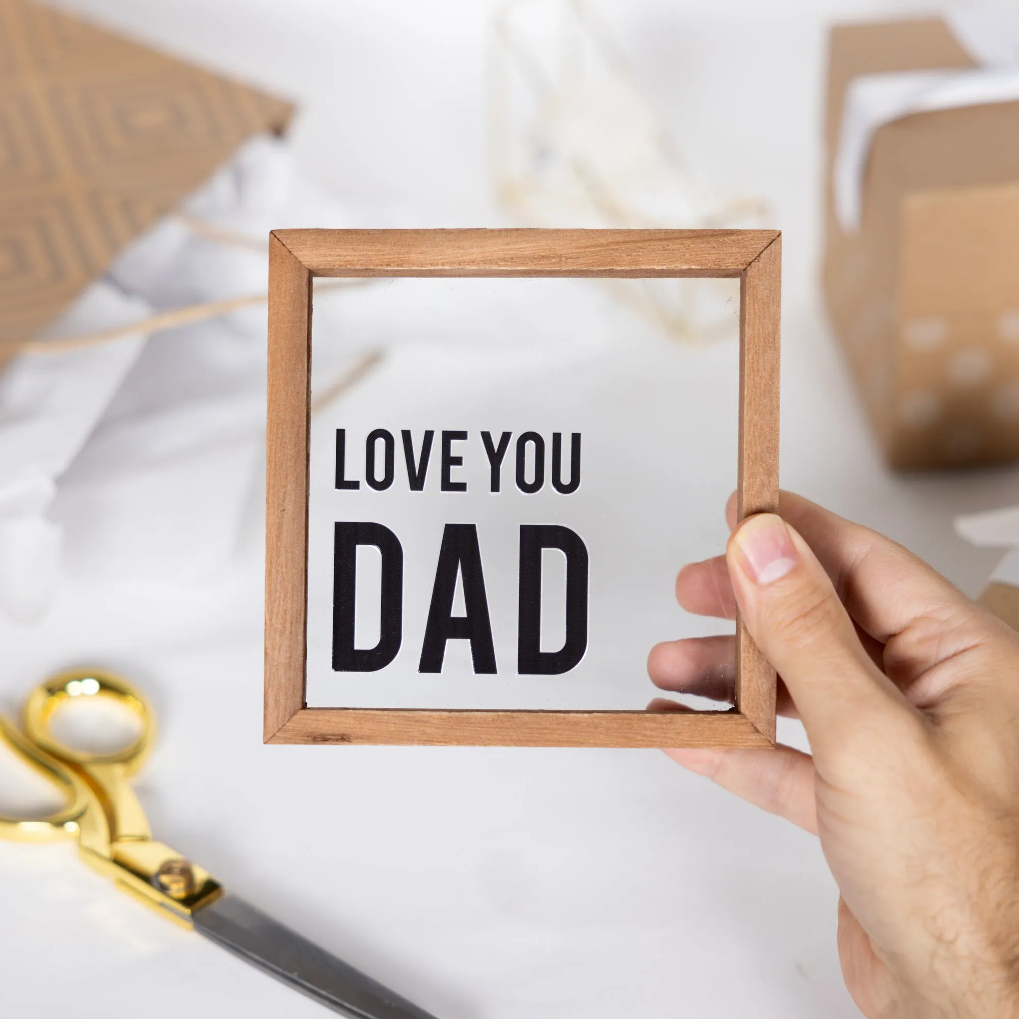 Love You Dad 5" x 5" Wood Framed Glass Plaques