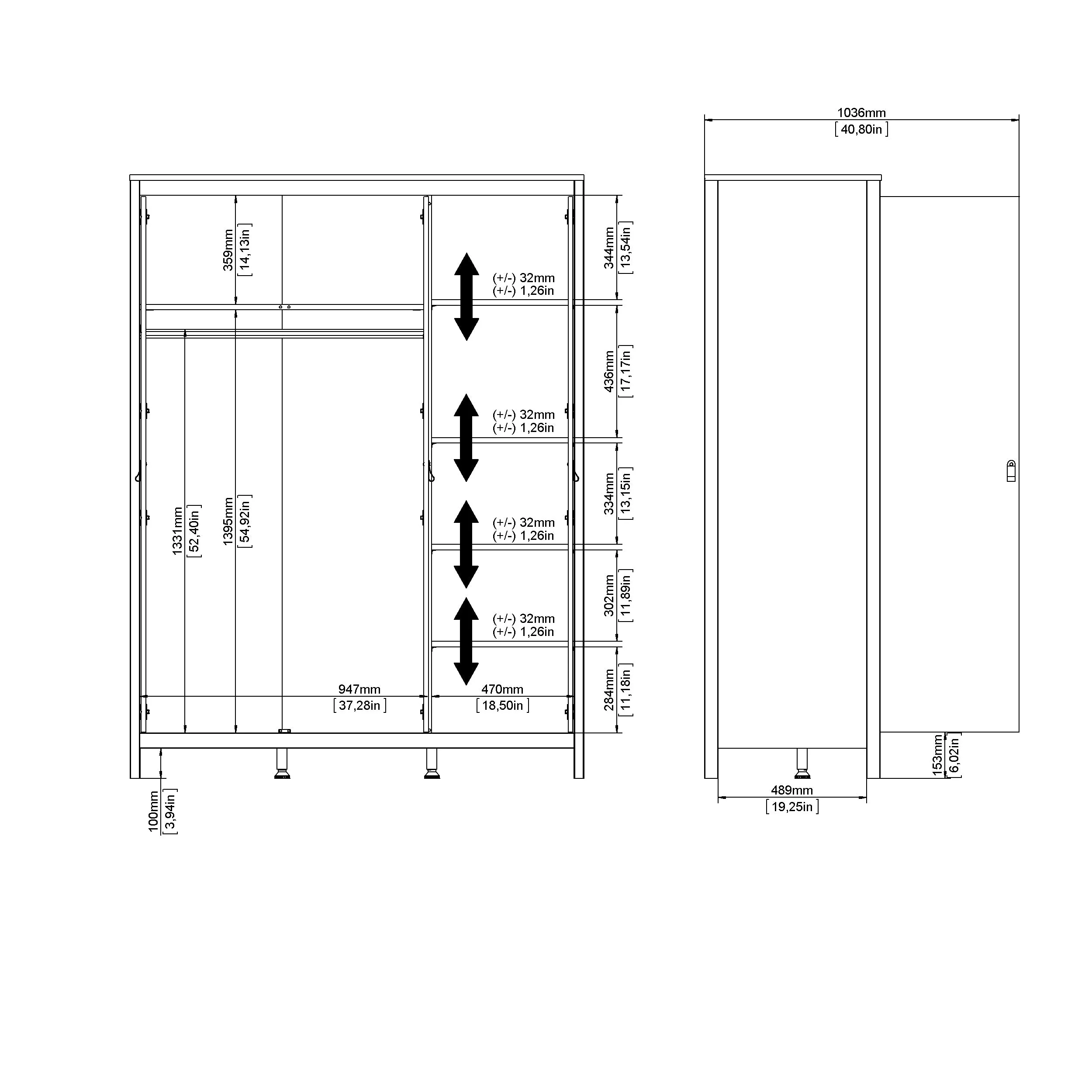 Madrid Wardrobe with 3 Doors - White