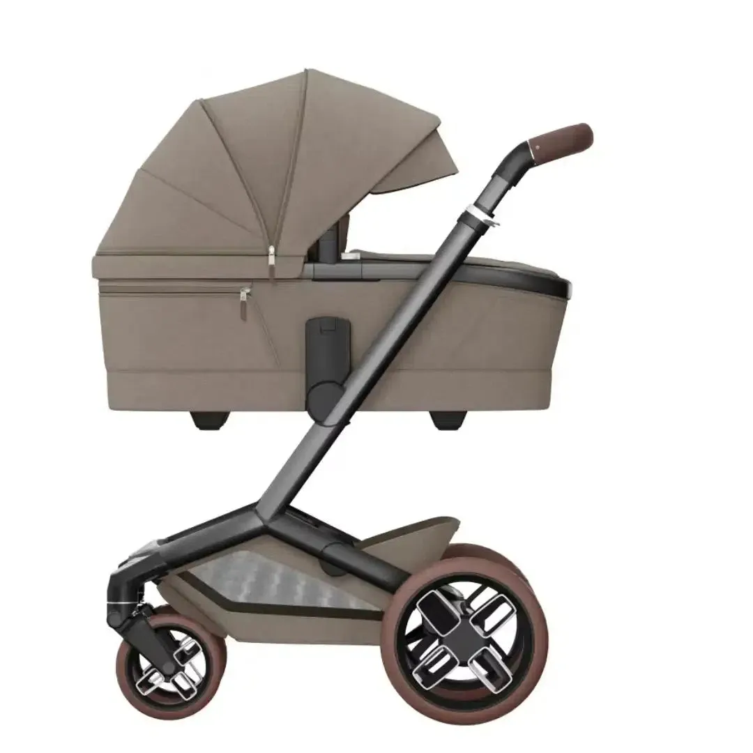 Maxi Cosi Fame 10 Piece Premium Bundle - Twillic Truffle - With Brown Wheels