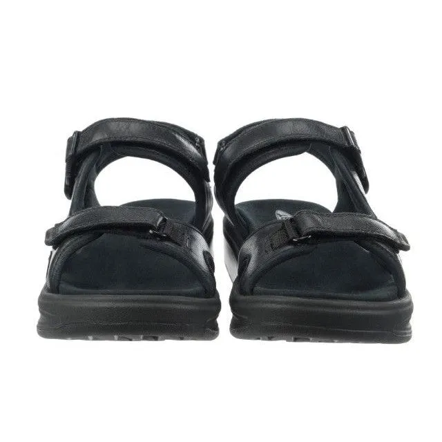 MBT Kisumu 3S Mens Black Leather Arch Support Touch Fastening Sandals