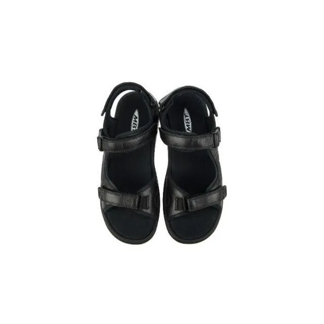 MBT Kisumu 3S Mens Black Leather Arch Support Touch Fastening Sandals