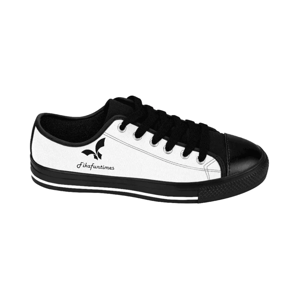 Men Breathable Canvas Lace-Up White & Black Fikafuntimes Skate Shoes