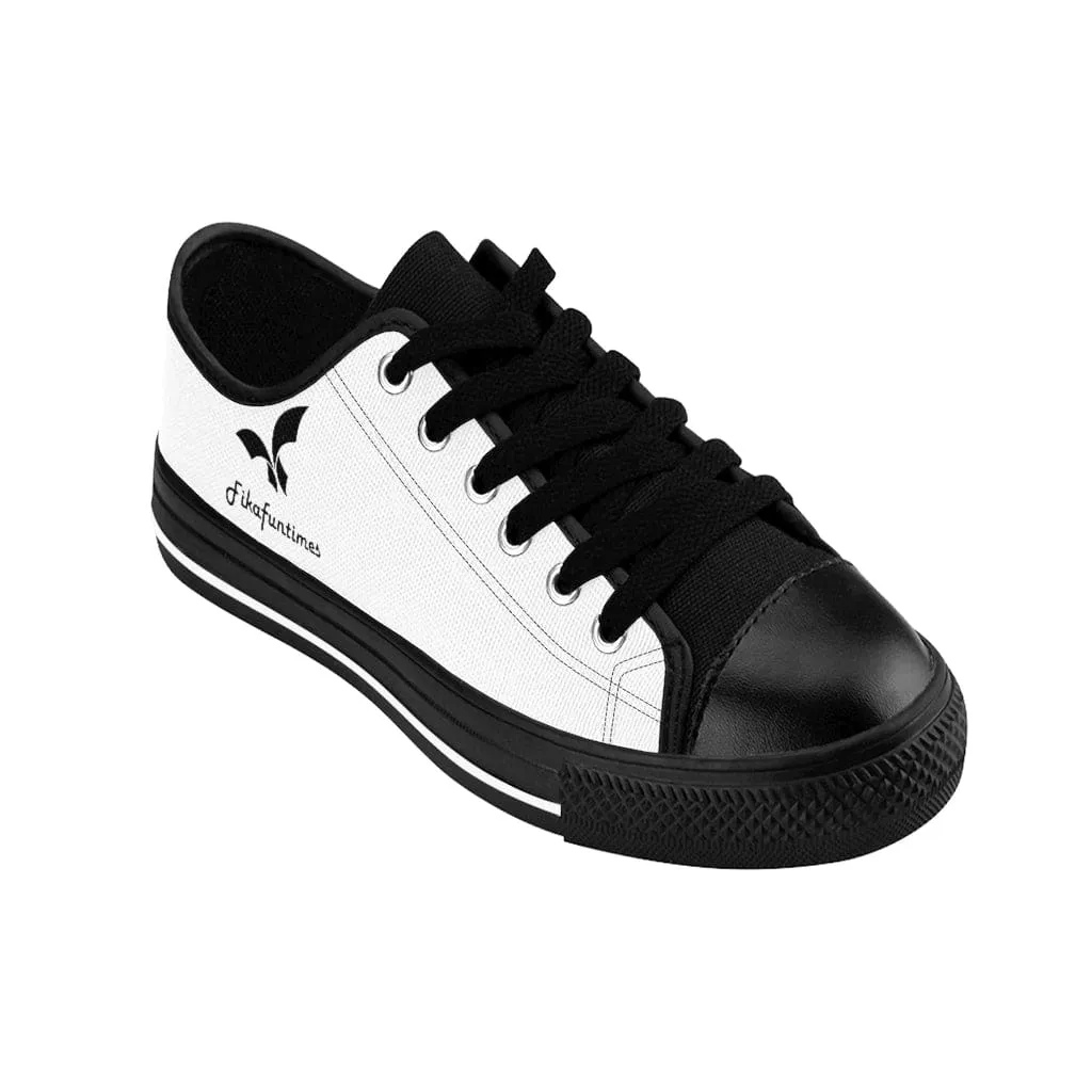 Men Breathable Canvas Lace-Up White & Black Fikafuntimes Skate Shoes