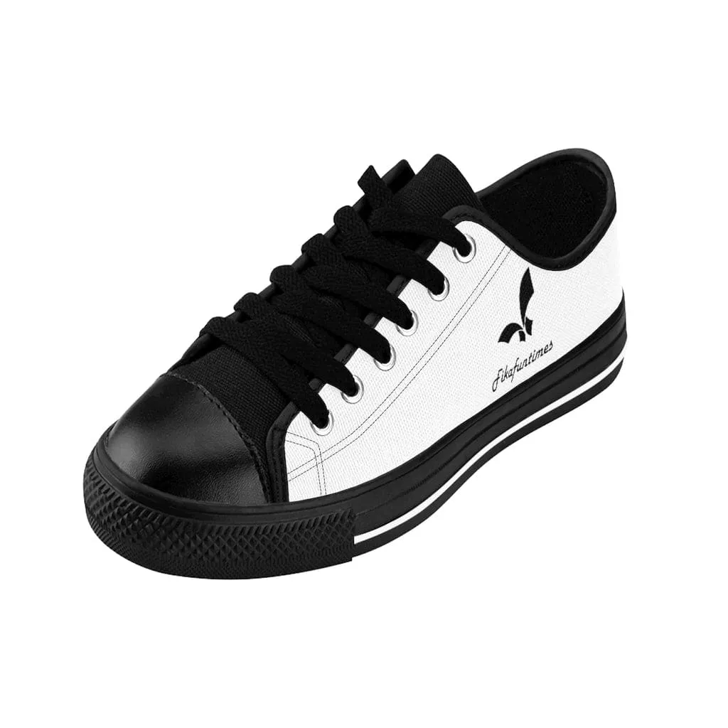 Men Breathable Canvas Lace-Up White & Black Fikafuntimes Skate Shoes