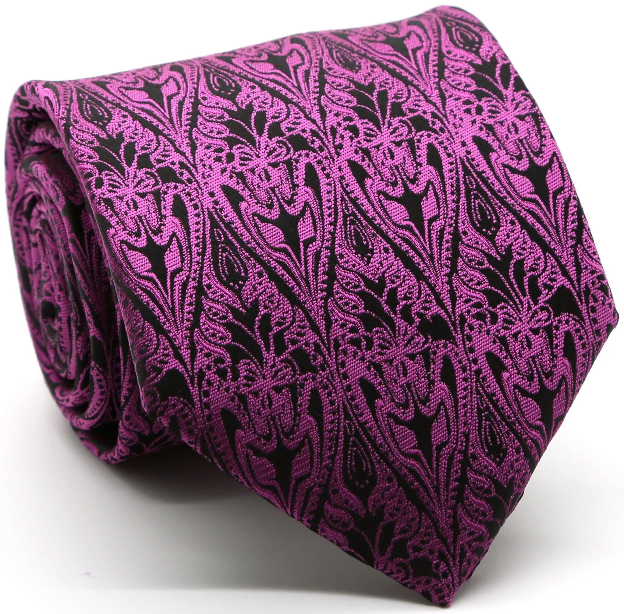 Mens Dads Classic Fuchsia Paisley Pattern Business Casual Necktie & Hanky Set GO-5