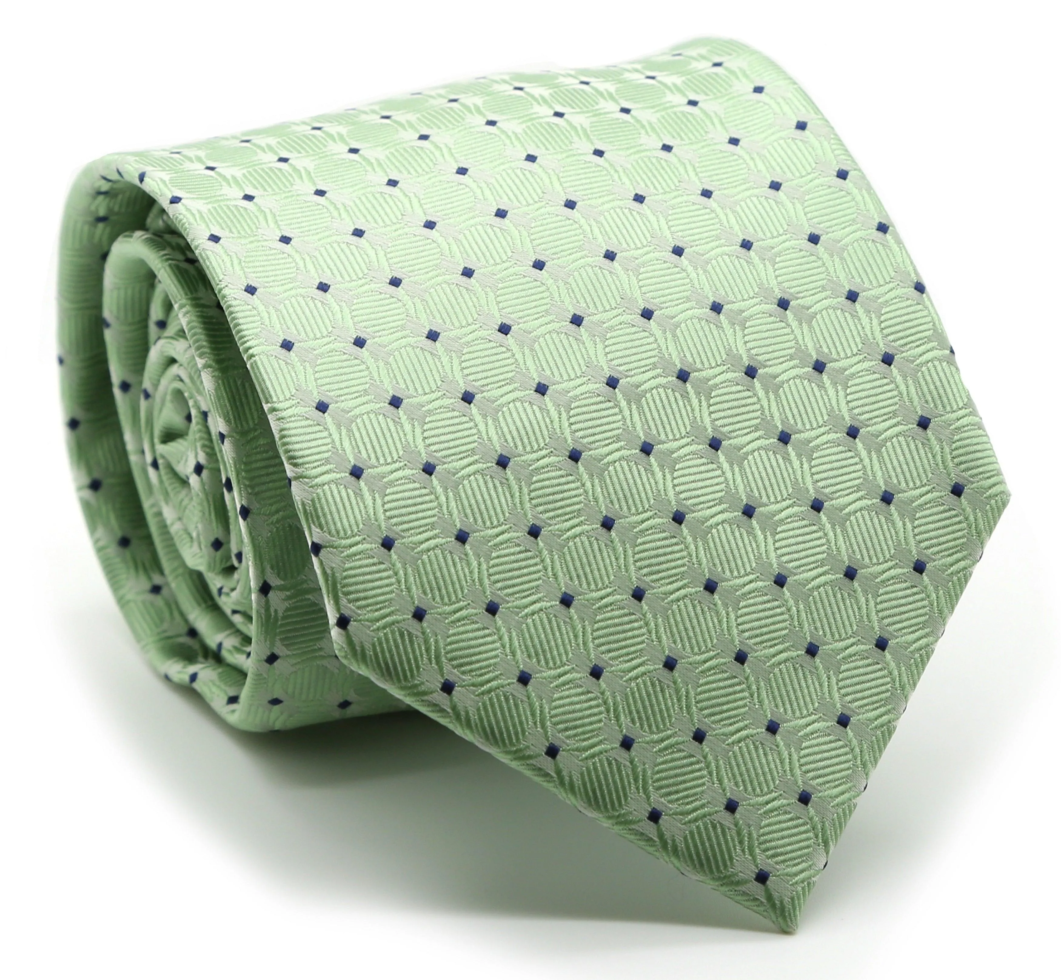 Mens Dads Classic Green Geometric Pattern Business Casual Necktie & Hanky Set K-2