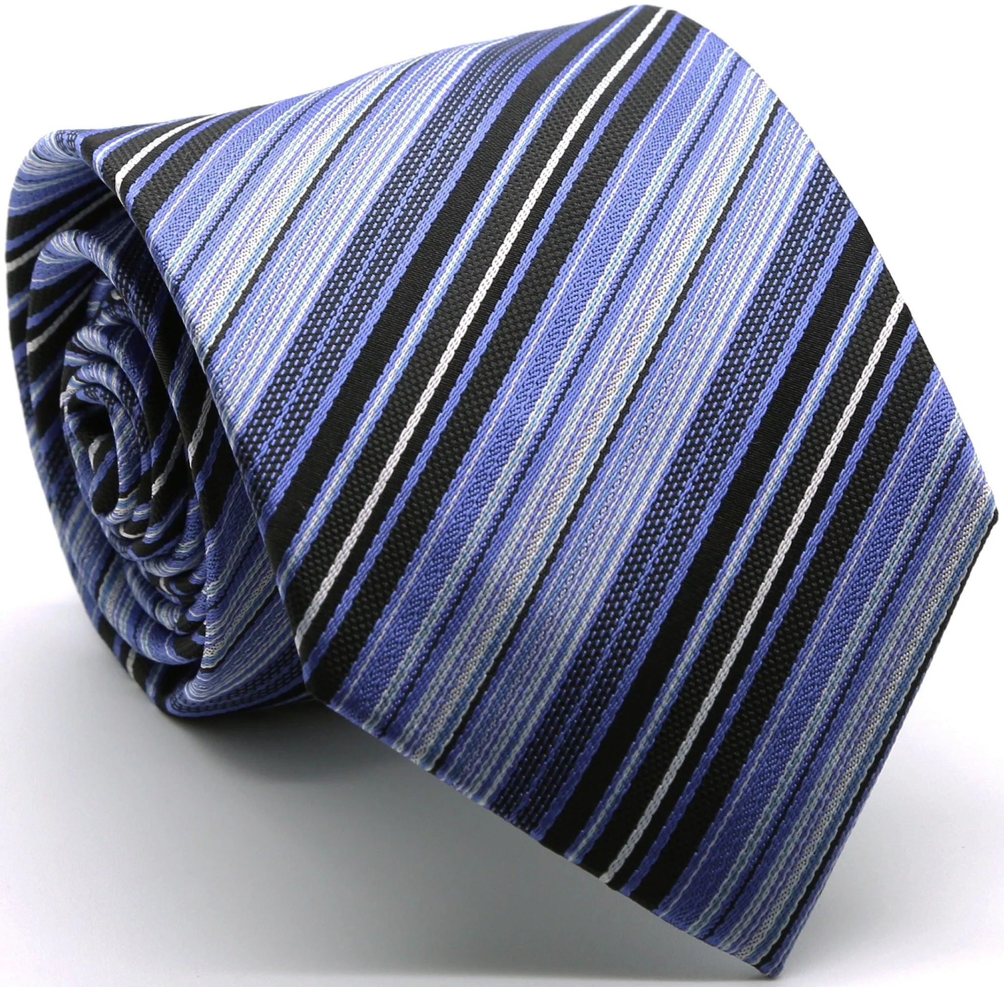 Mens Dads Classic Grey Striped Pattern Business Casual Necktie & Hanky Set S-1