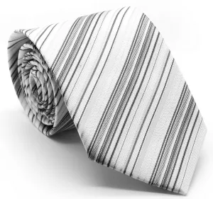 Mens Dads Classic Grey Striped Pattern Business Casual Necktie & Hanky Set S-3