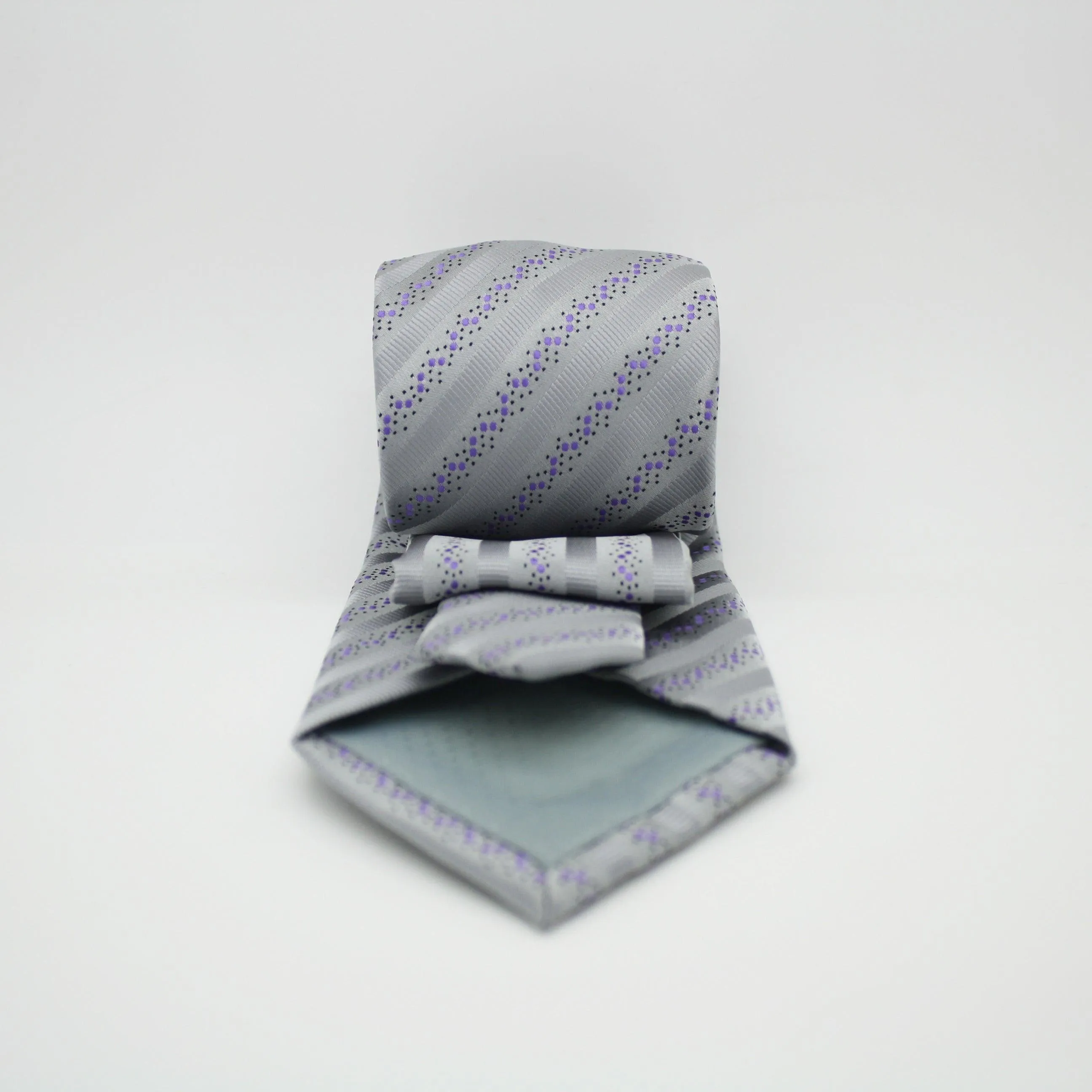 Mens Dads Classic Grey Striped Pattern Business Casual Necktie & Hanky Set ZO-12