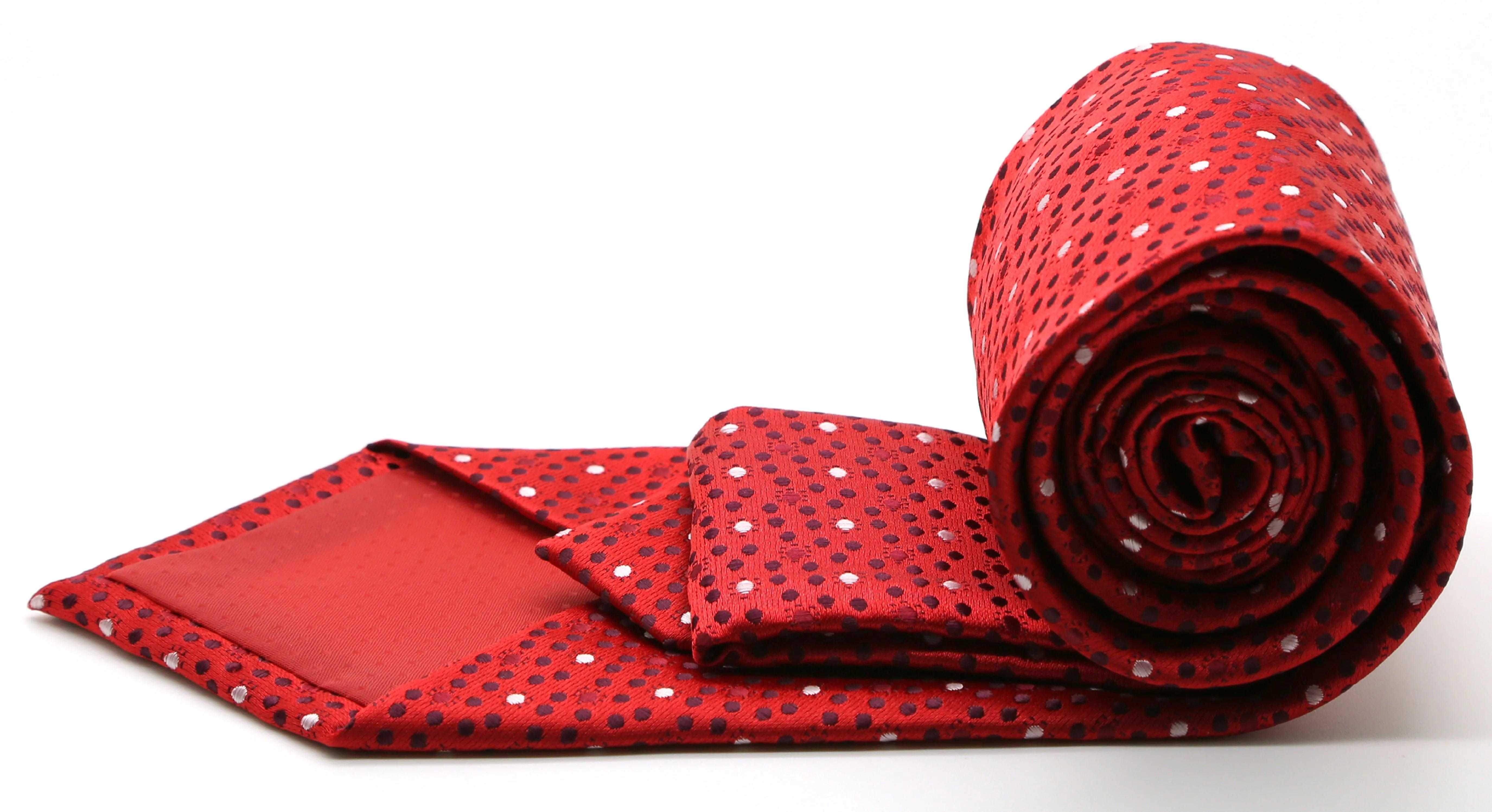 Mens Dads Classic Red Dot Pattern Business Casual Necktie & Hanky Set M-9