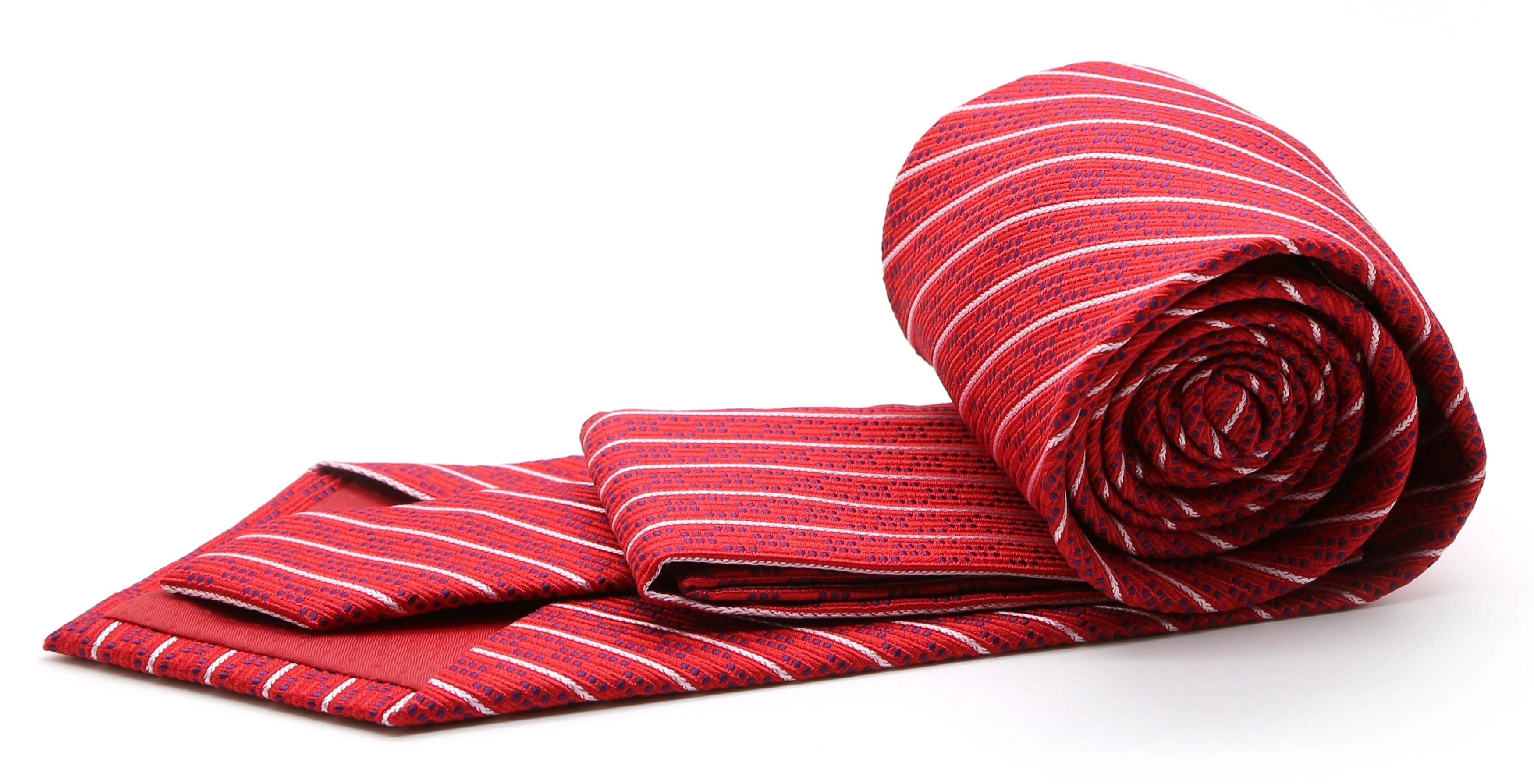 Mens Dads Classic Red Striped Pattern Business Casual Necktie & Hanky Set C-6