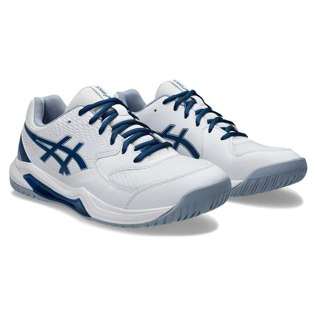 Mens Gel-Dedicate 8 Wide Tennis Shoes White and Mako Blue