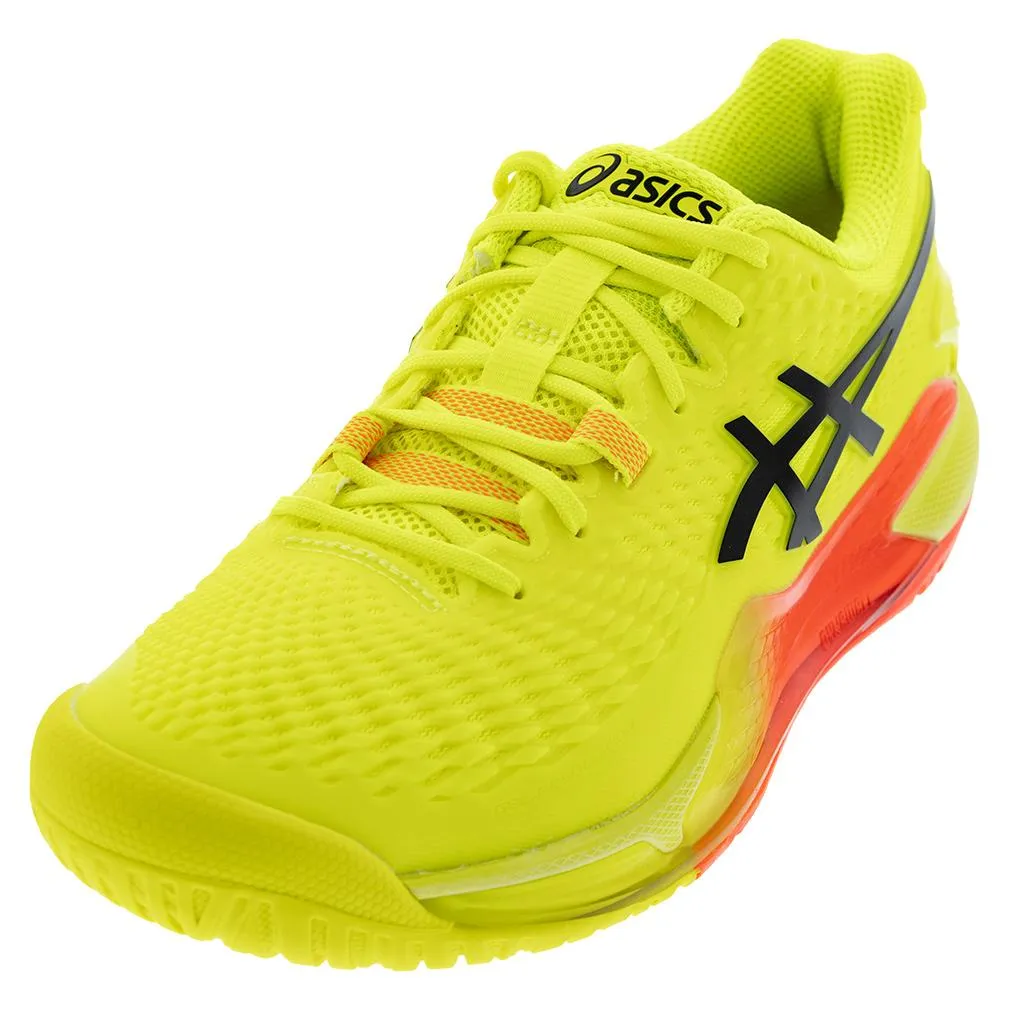 Mens Gel-Resolution 9 Paris Tennis Shoes Safety Yellow and Black