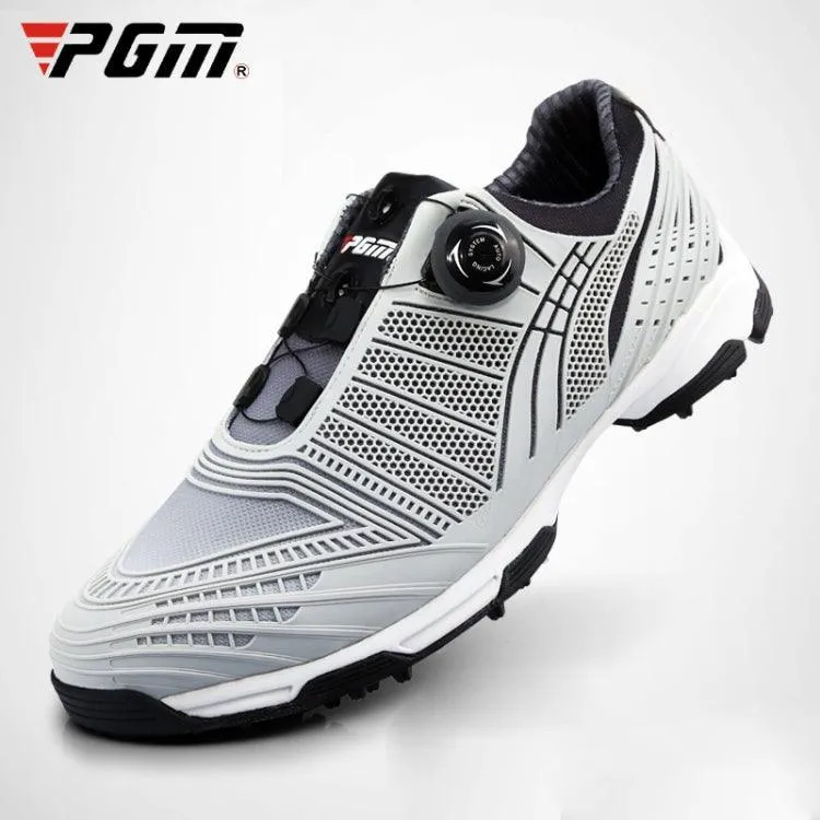 Men's Outdoor Non-Slip Golf Sneakers with Knob Buckle and Lace Design