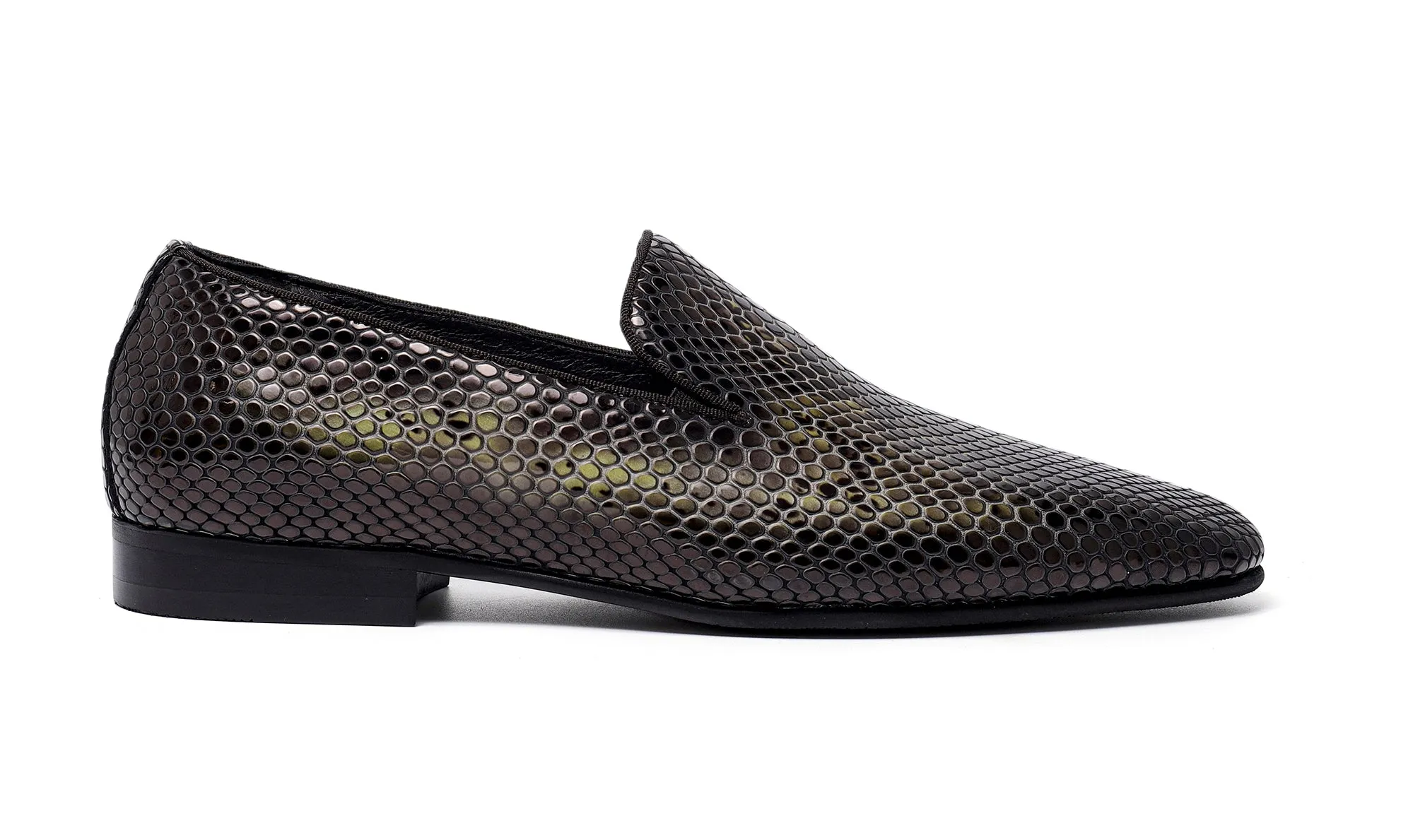 Men's Snake Skin Pointed-Toe Loafers