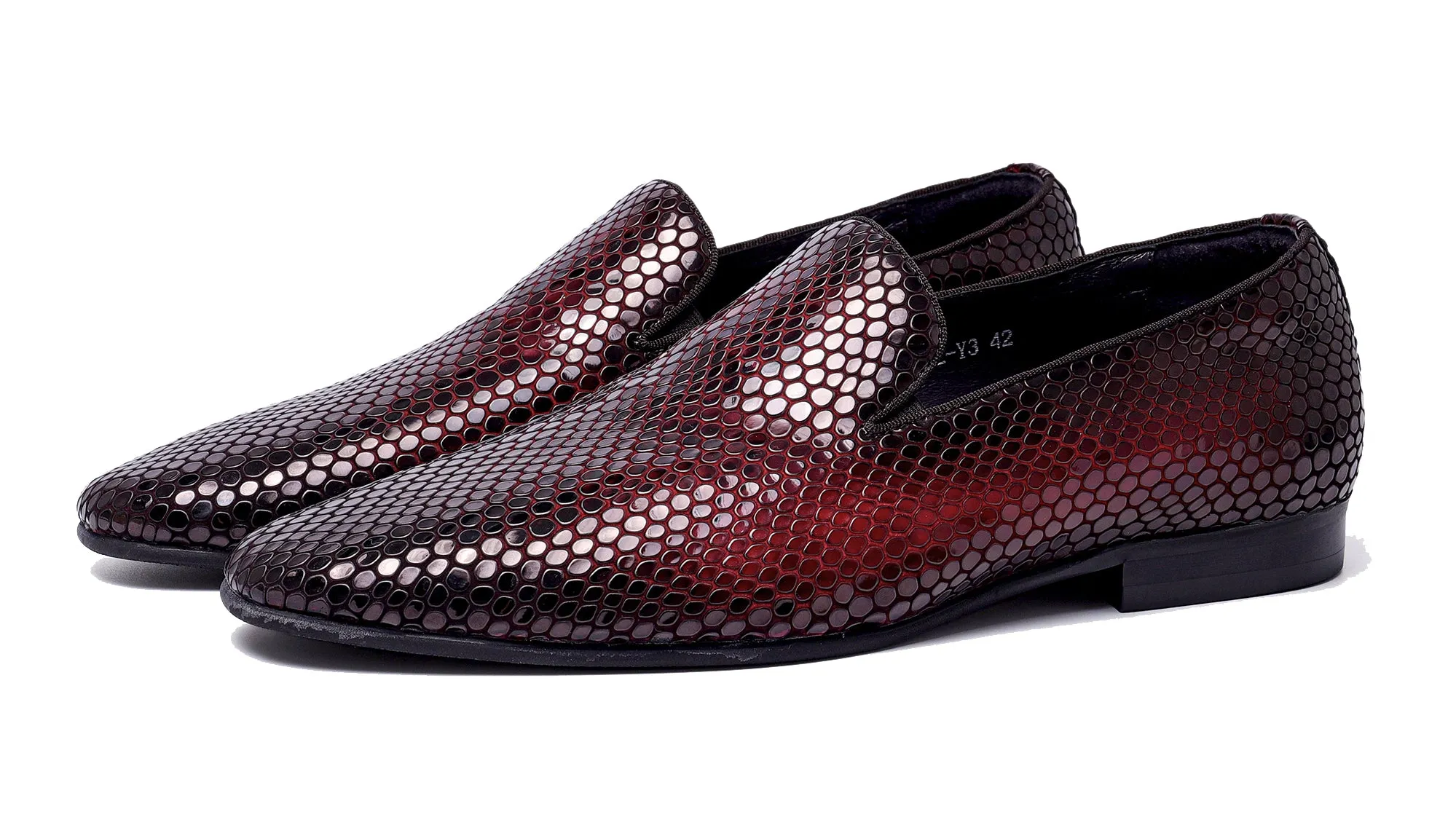 Men's Snake Skin Pointed-Toe Loafers