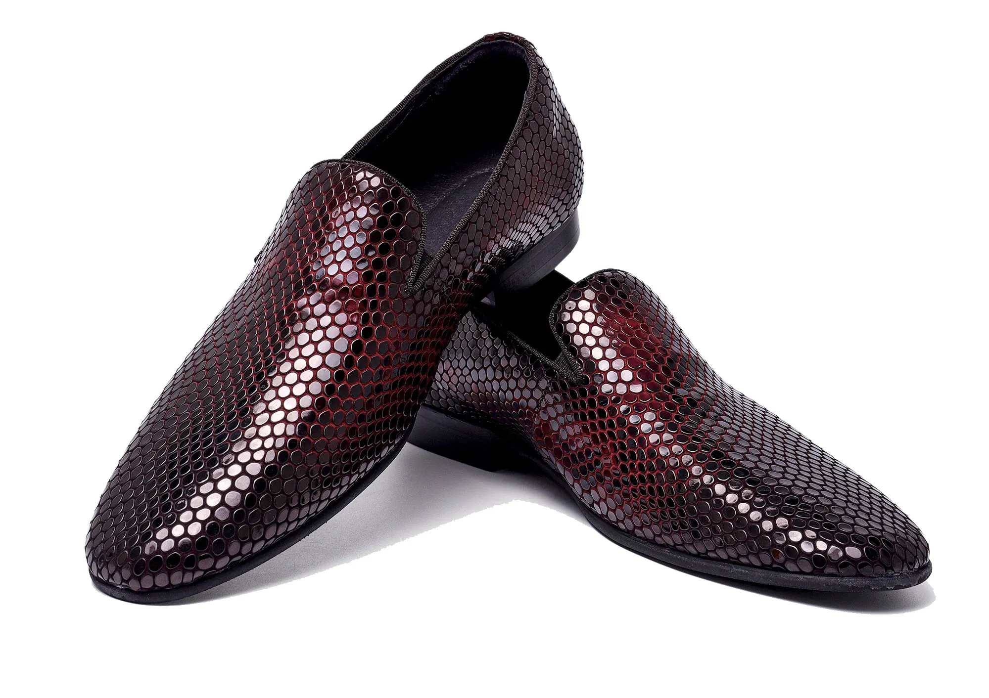 Men's Snake Skin Pointed-Toe Loafers