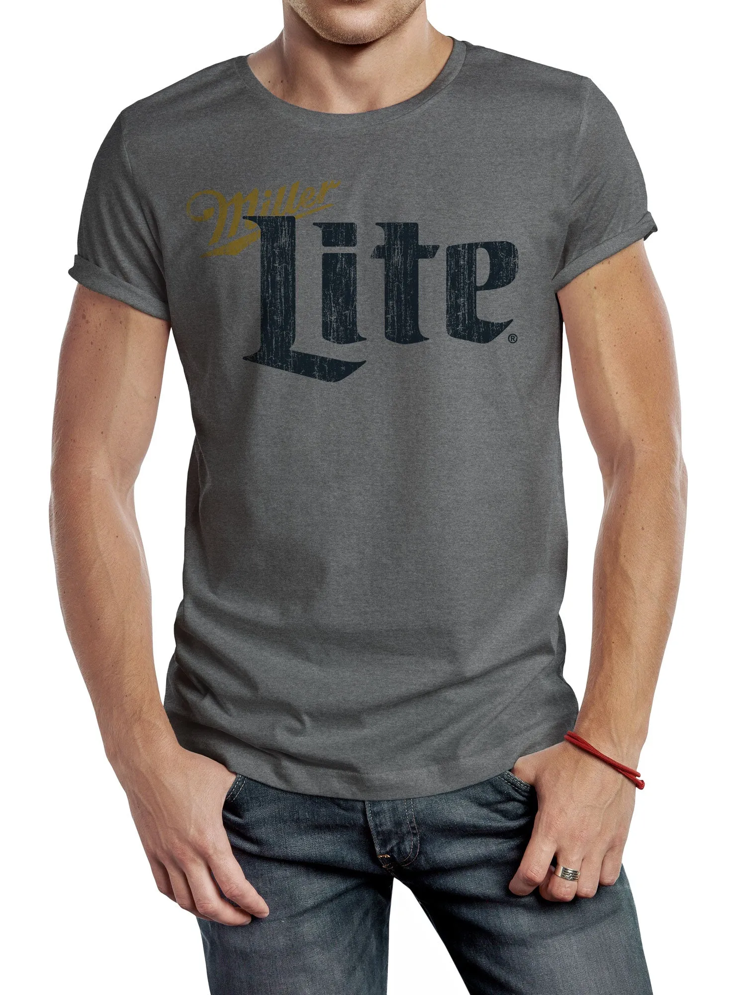 Miller Lite Distressed Logo T-Shirt - Gray