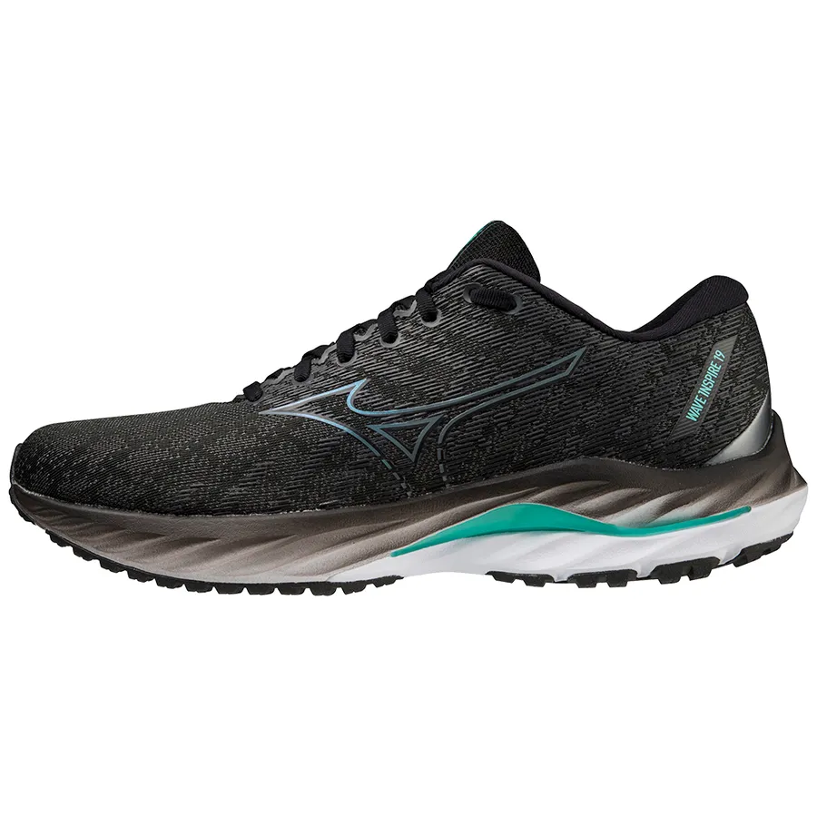 Mizuno Wave Inspire 19 Wide (Men's) - Black/Metal Gray/BiscGreen