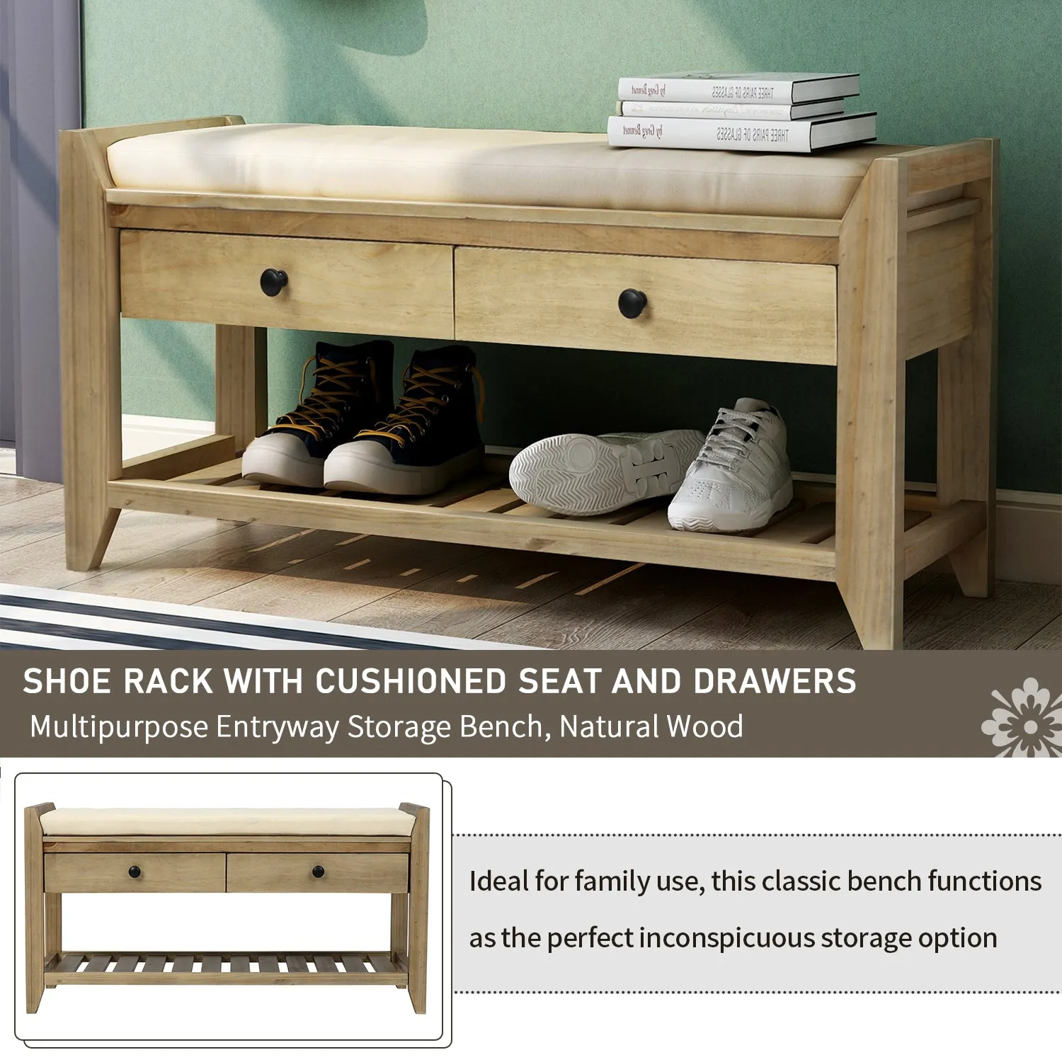 Modular Entryway Storage Bench - Gray Wash